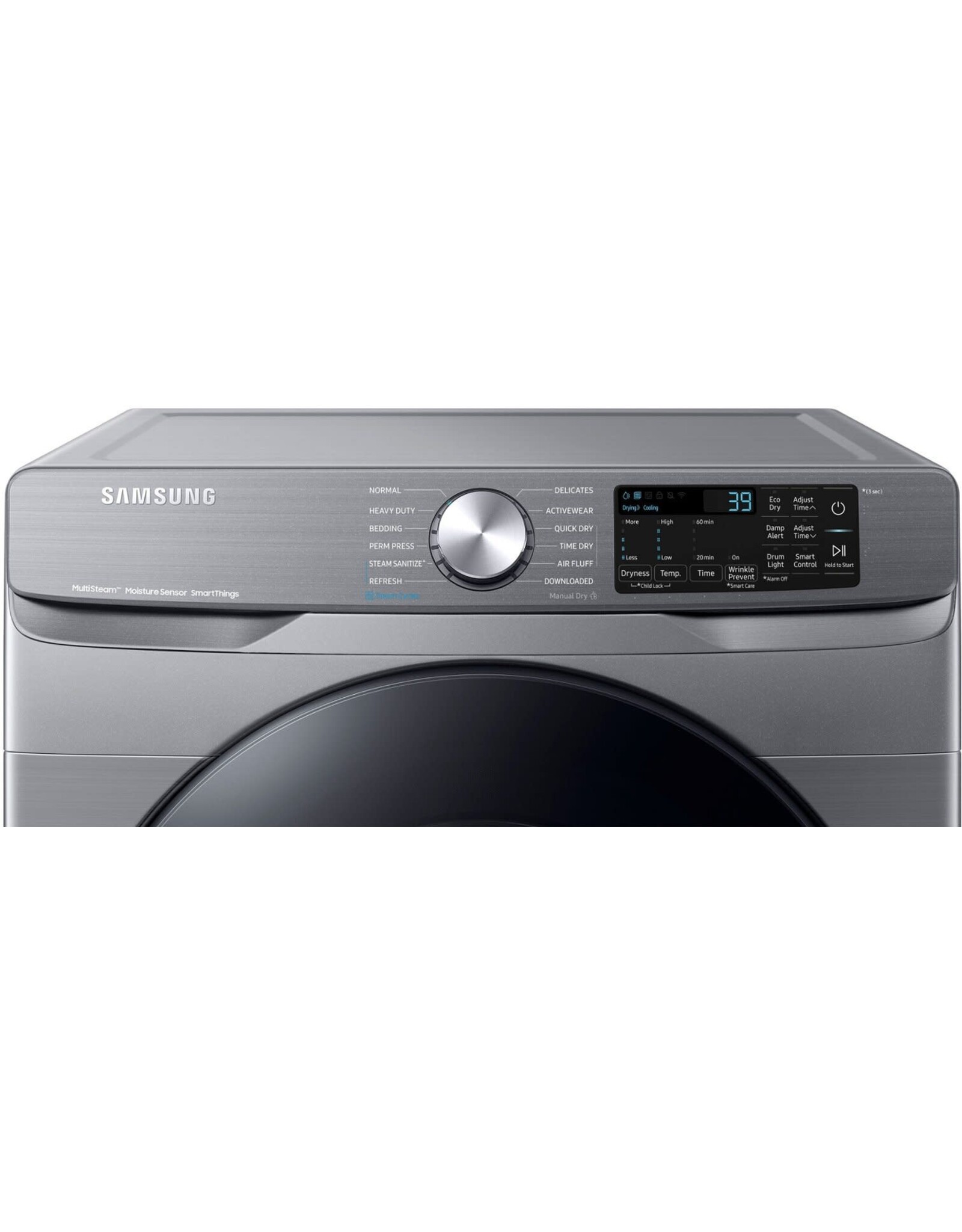 SAMSUNG DVE45B6300P 7.5 cu. ft. Smart Stackable Vented Electric Dryer with Steam Sanitize+ in Platinum