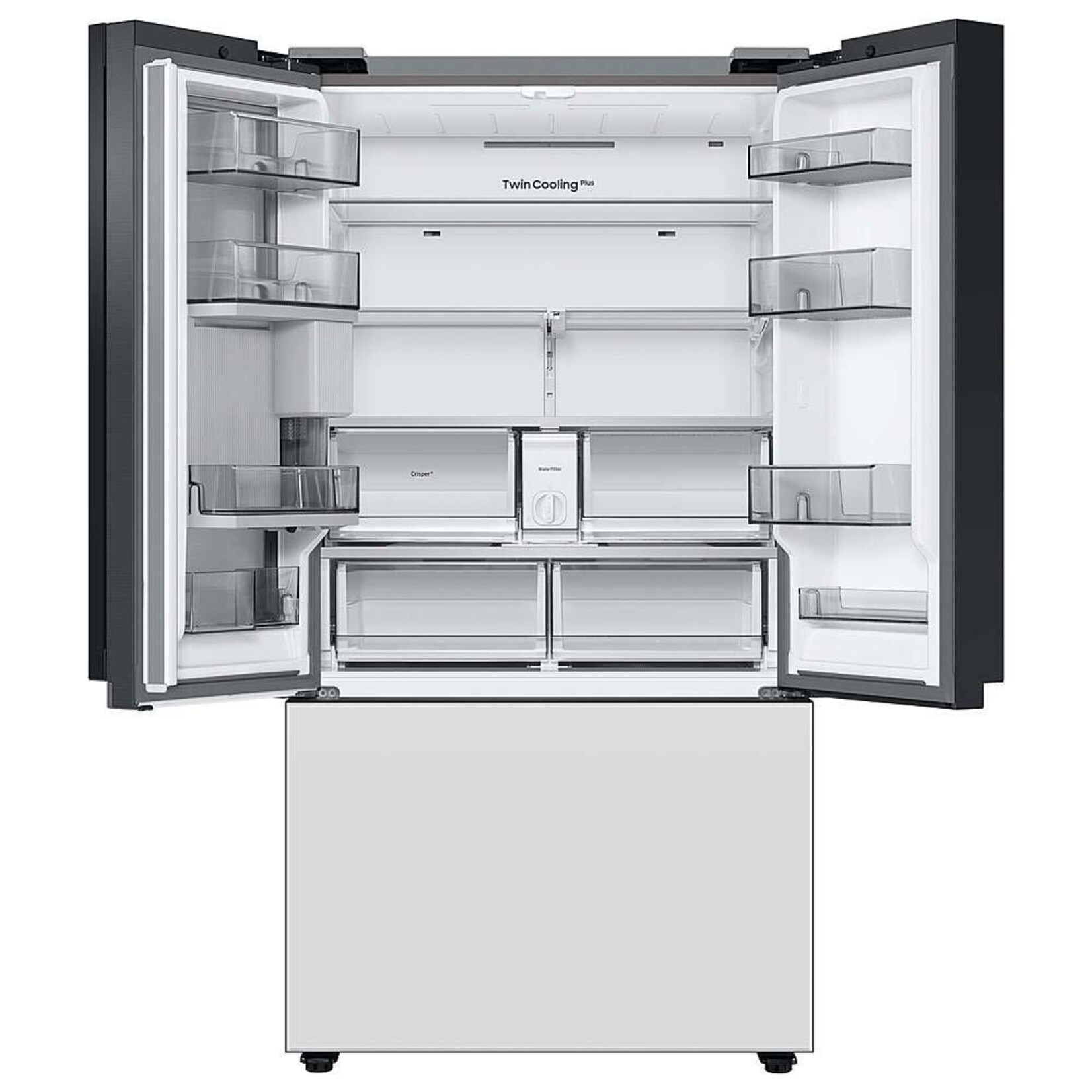 SAMSUNG RF24BB660012 Samsung - BESPOKE 24 cu. ft. 3-Door French Door Counter Depth Smart Refrigerator with Beverage Center - White Glass