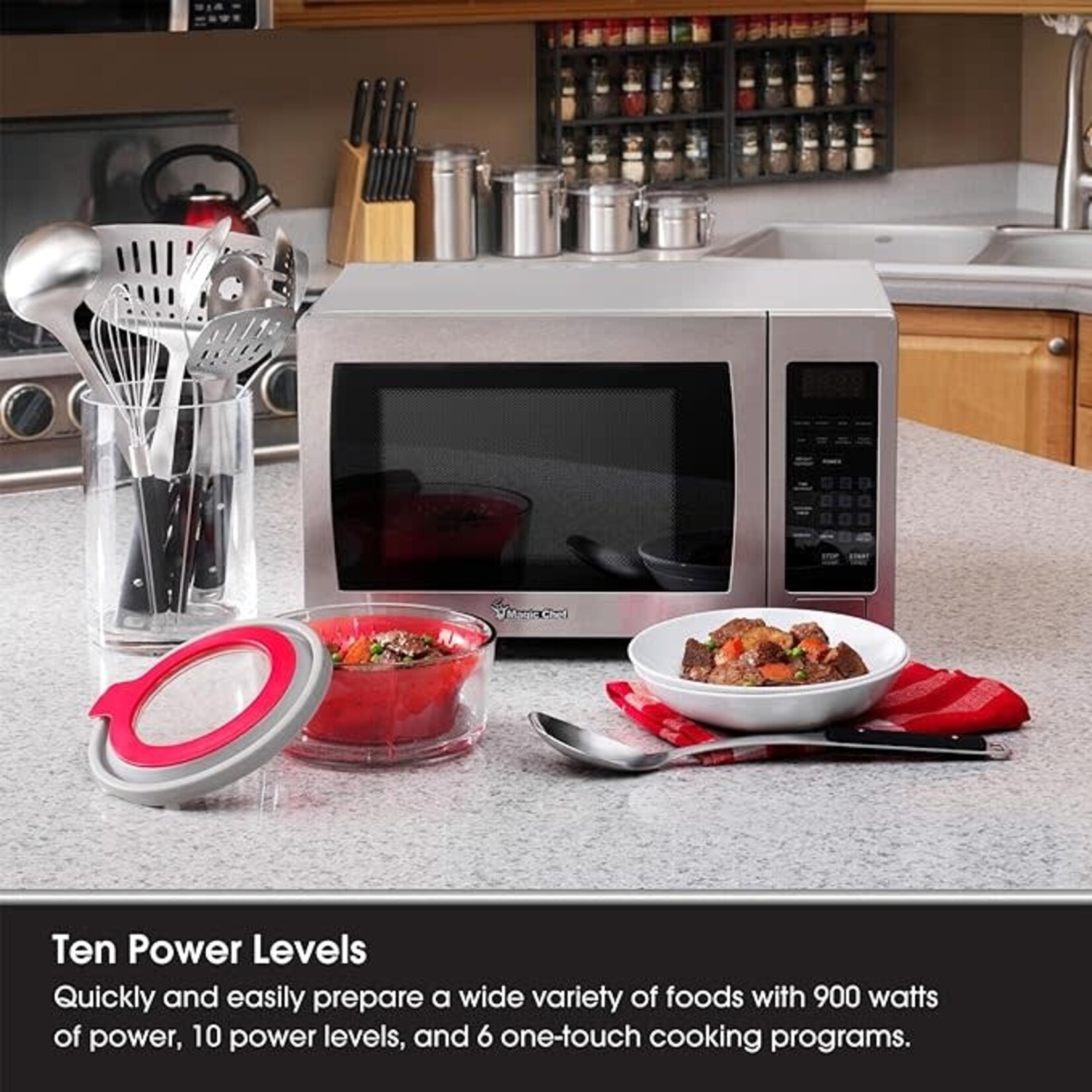 #MCM990ST Magic Chef 900W Countertop Oven with Stainless Steel Front  0.9 cu.ft. Microwave, 9 cu. Ft