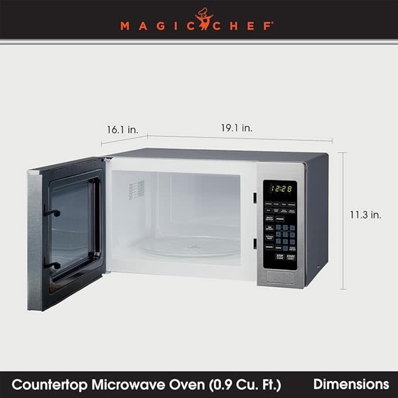 #MCM990ST Magic Chef 900W Countertop Oven with Stainless Steel Front  0.9 cu.ft. Microwave, 9 cu. Ft