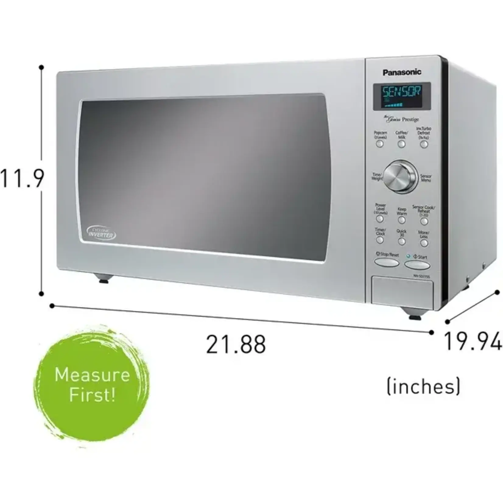 Panasonic 1.6 Cu. Ft. Built-In/Countertop Cyclonic Wave Microwave Oven with Inverter Technology, Stainless Steel NN-SD775S