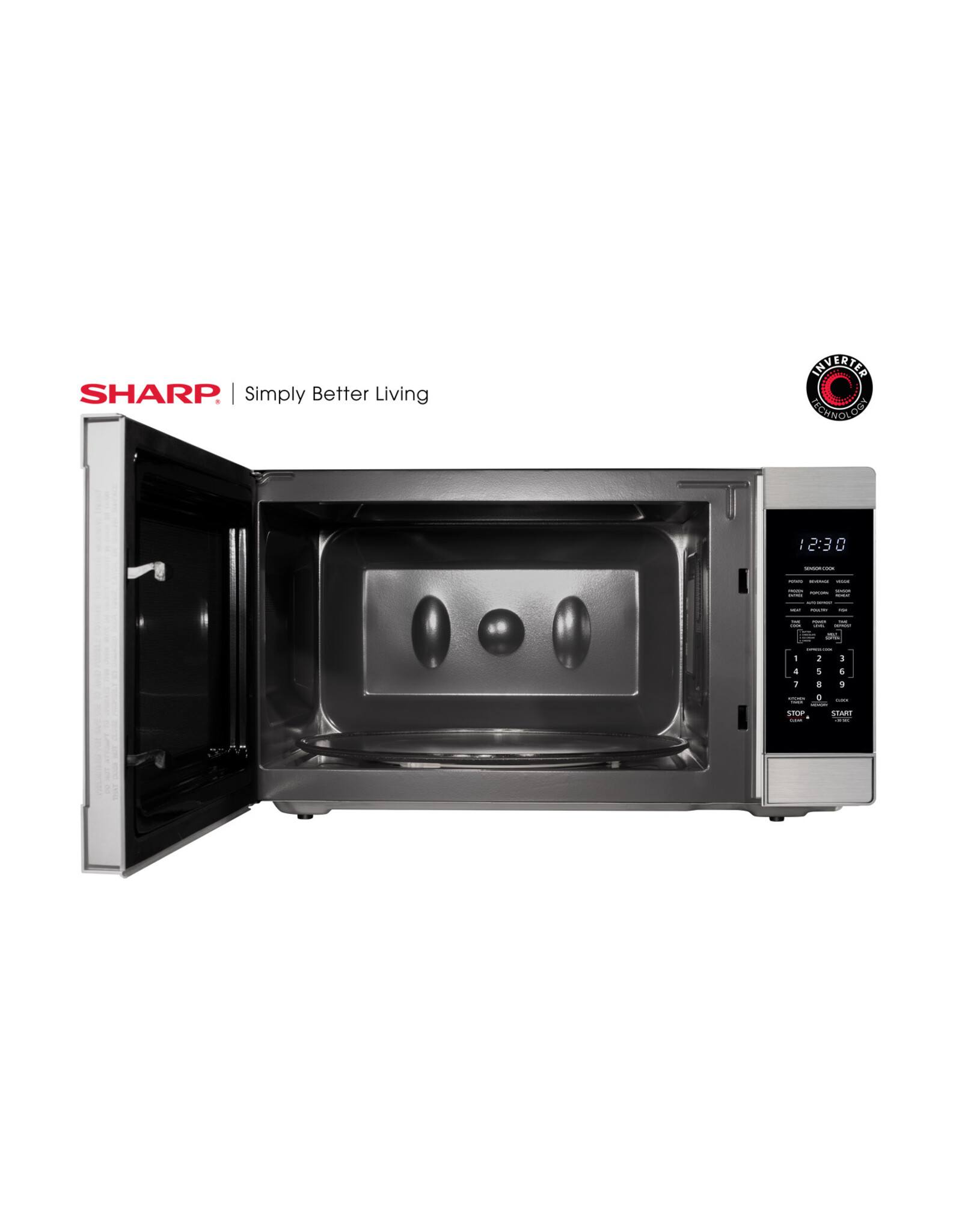 SMC2266HS Sharp 2.2-Cu. Ft. Countertop Microwave Oven with Inverter Technology in Stainless Steel