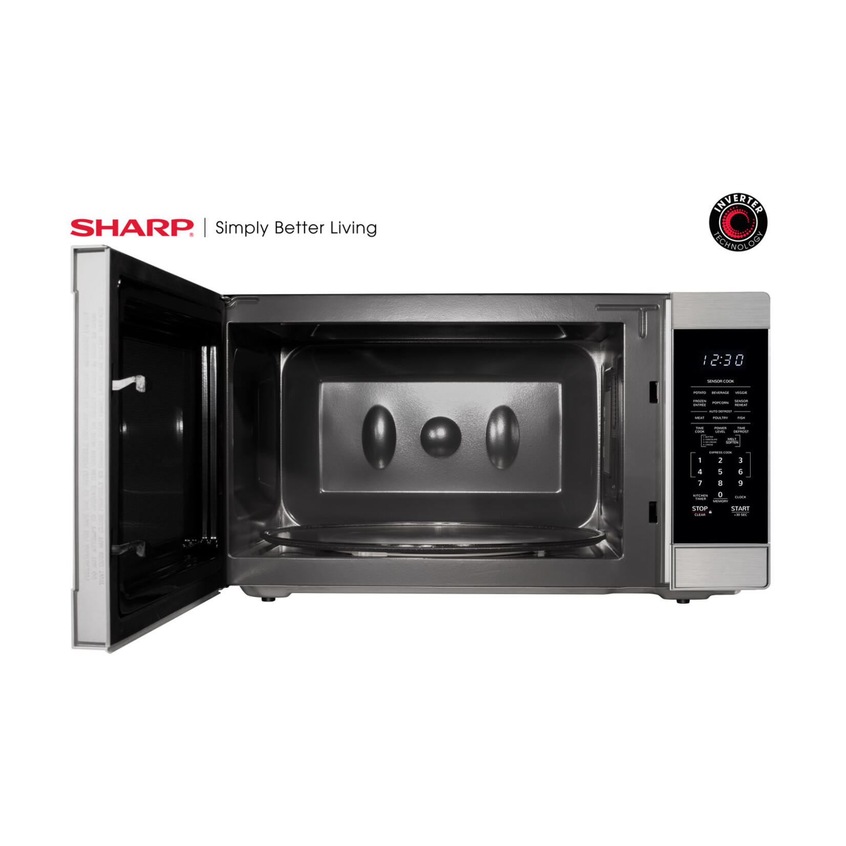 #SMC2266HS Sharp 2.2-Cu. Ft. Countertop Microwave Oven with Inverter Technology in Stainless Steel