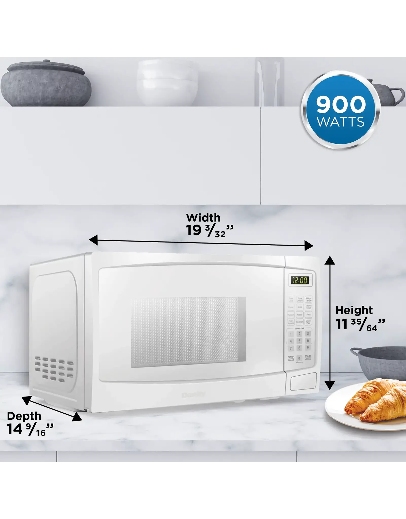 DANBY DBMW0920BWW 0.9 cu. ft. Countertop Microwave in White