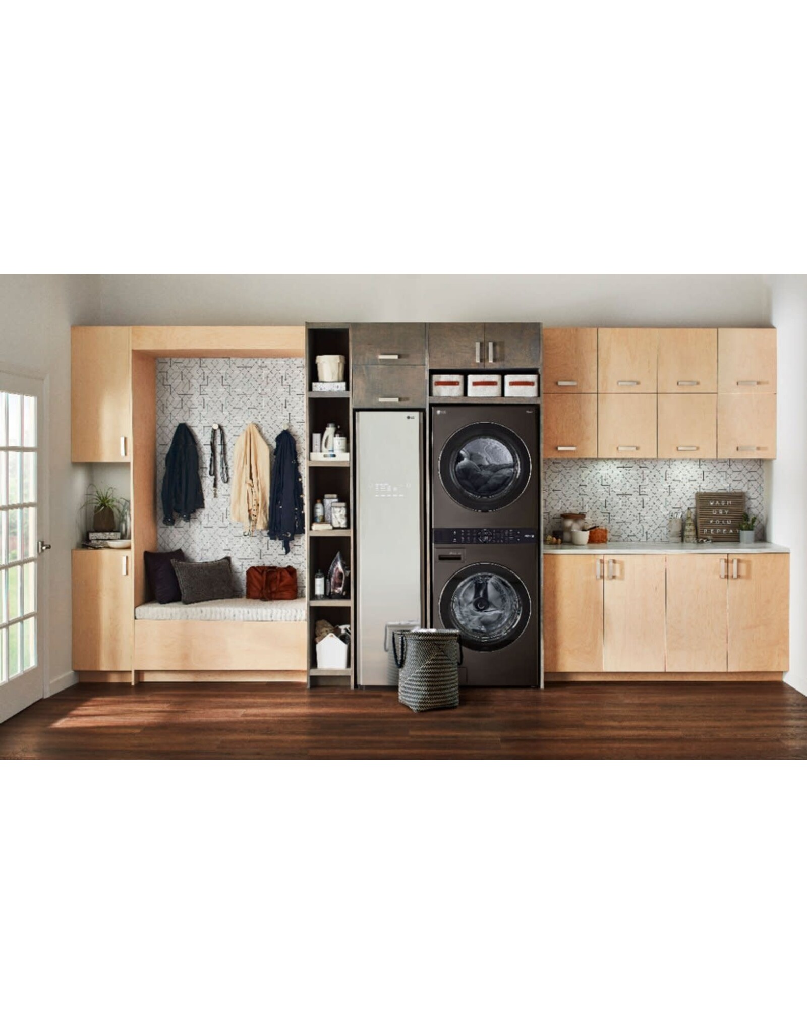 LG Electronics WKEX200HBA 27 in. Black Steel WashTower Laundry Center with 4.5 cu. ft. Front Load Washer and 7.4 cu. ft. Electric Dryer