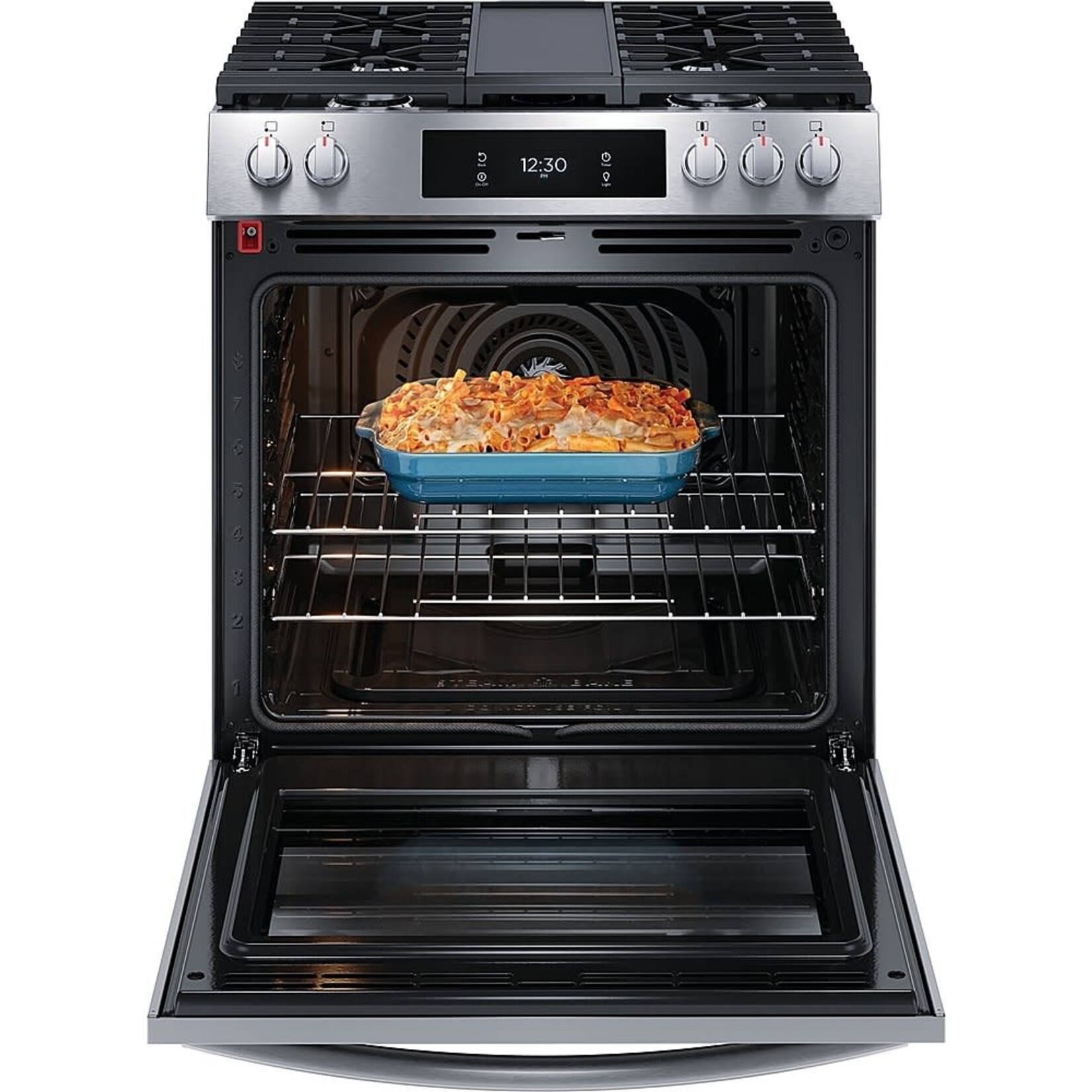 Frigidaire #GCFG3060BFA FRIGIDAIRE GALLERY 30 in. 6 cu. ft. 5 Burner Slide-In Gas Range with Total Convection and Air Fry in Smudge Proof Stainless Steel