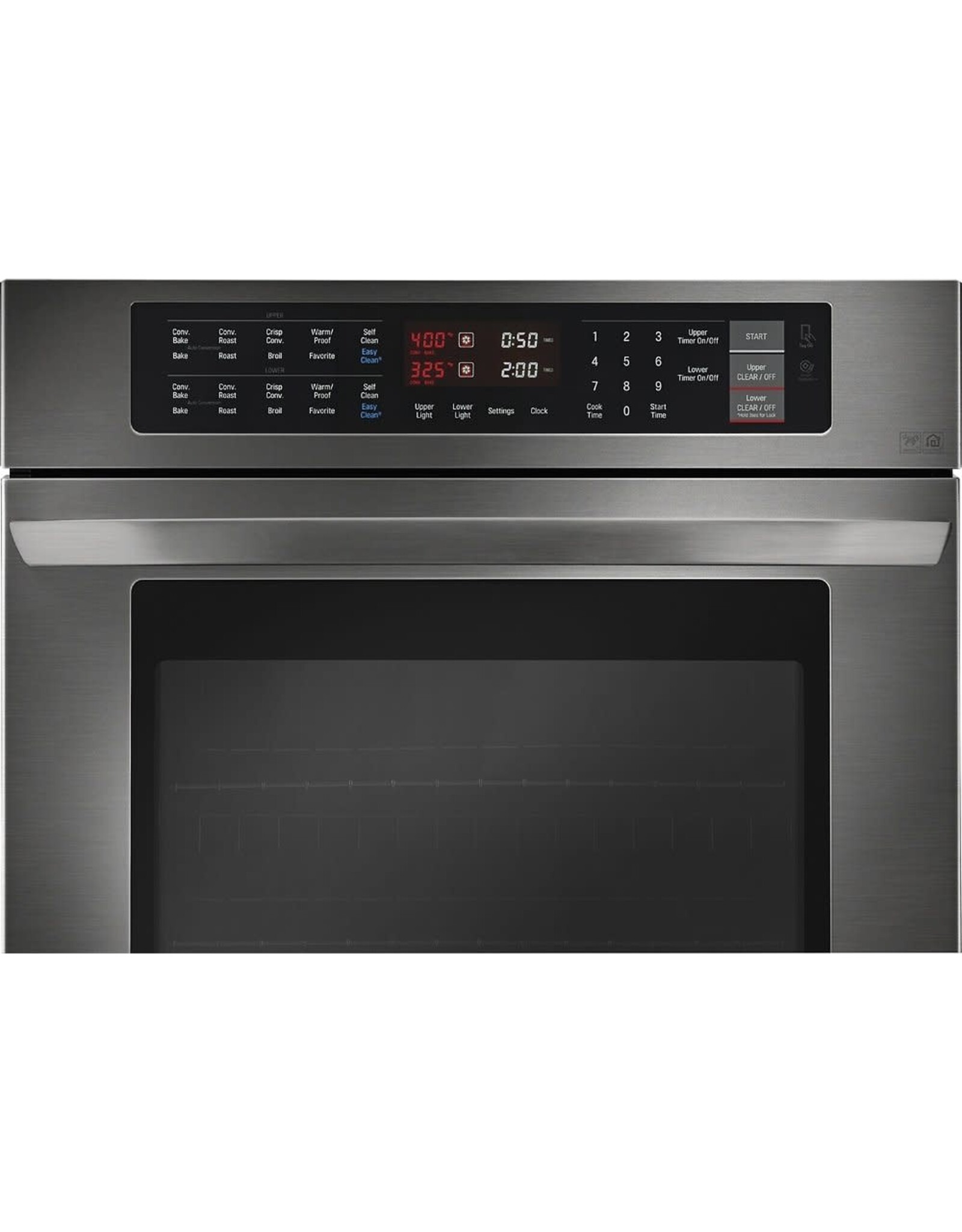 LG Electronics 30 in. Double Electric Wall Oven Self-Cleaning with Convection and EasyClean in Black Stainless Steel