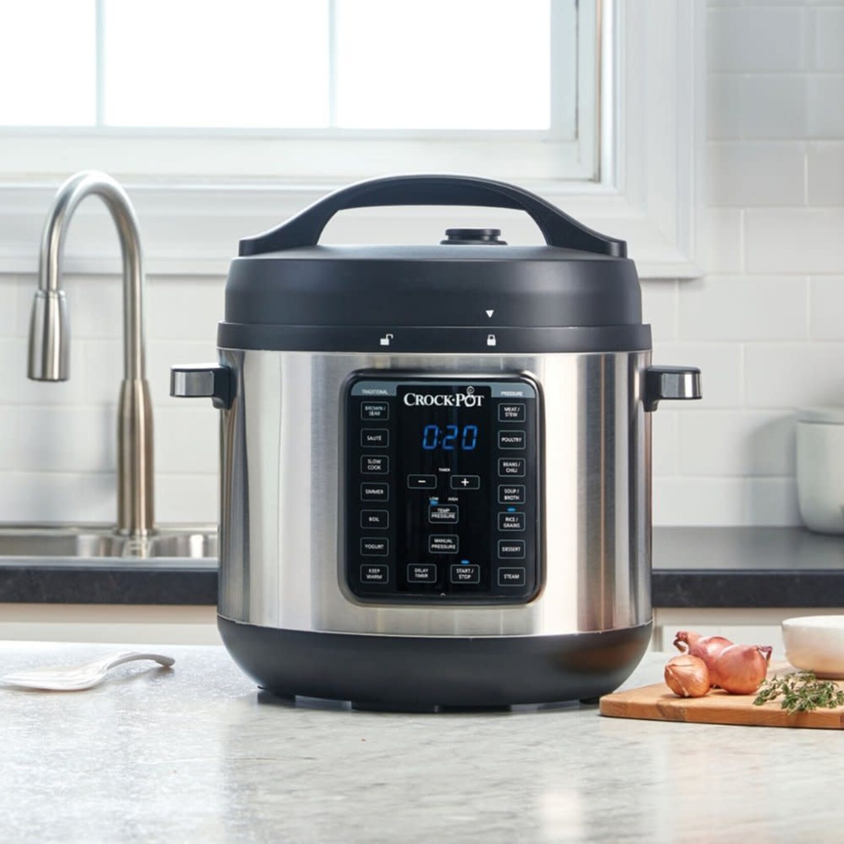 Crock-Pot® #SCCPPC800-V1 Crock-Pot 8-Quart Multi-Use XL Express Crock Programmable Slow Cooker and Pressure Cooker with Manual Pressure, Boil & Simmer, Black Stainless