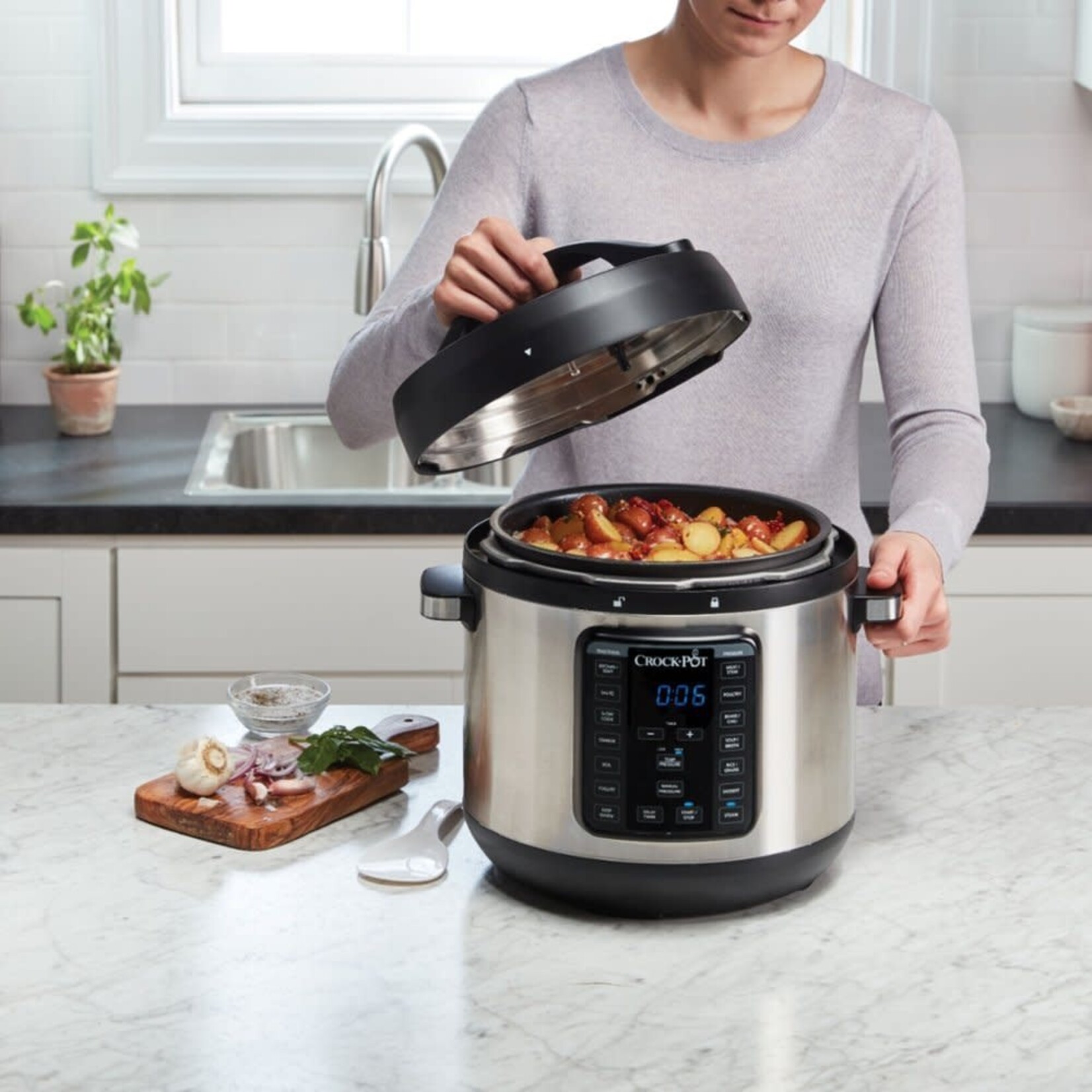 Crock-Pot® #SCCPPC800-V1 Crock-Pot 8-Quart Multi-Use XL Express Crock Programmable Slow Cooker and Pressure Cooker with Manual Pressure, Boil & Simmer, Black Stainless