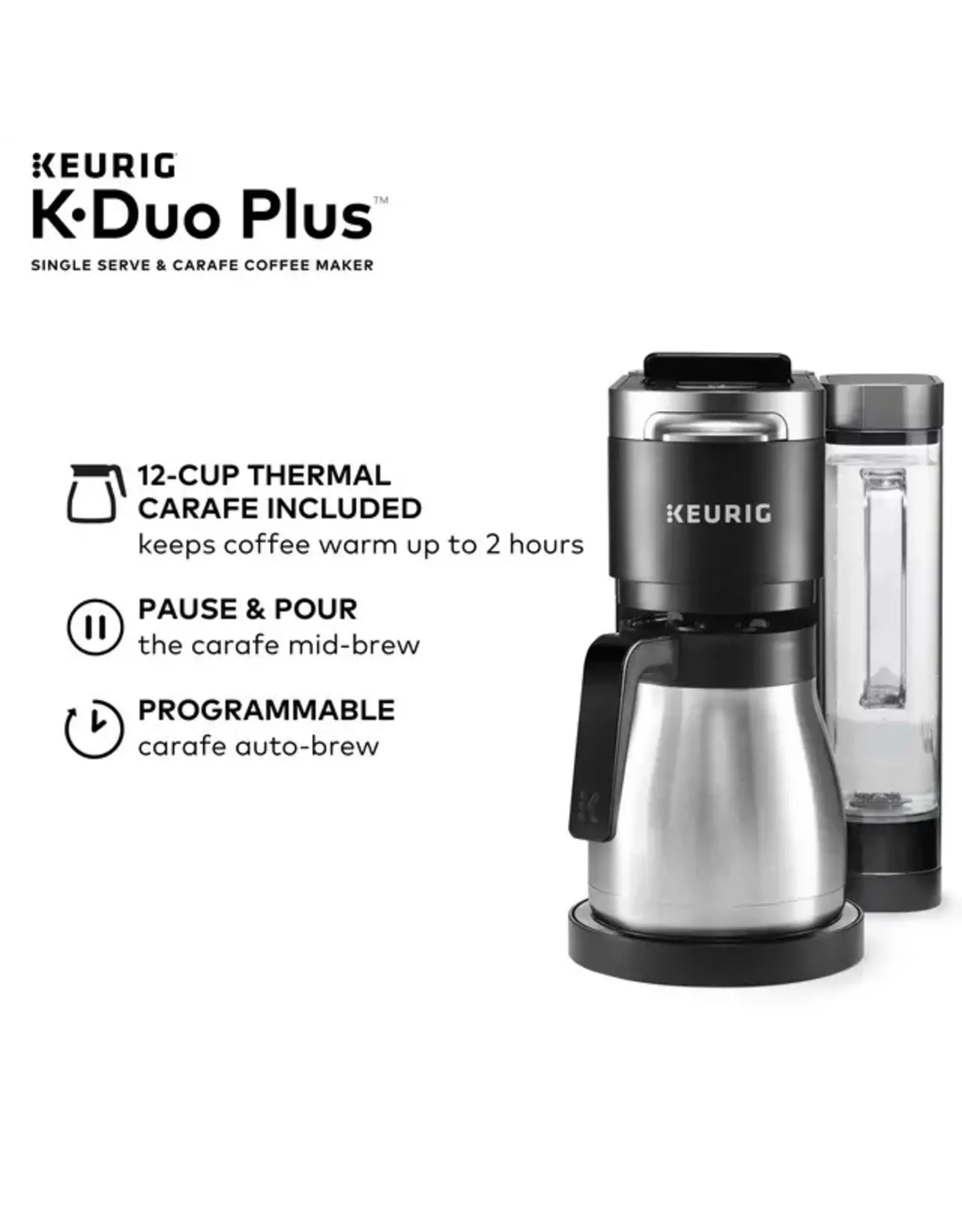 5000204978 Keurig - K-Duo Plus 12-Cup Coffee Maker and Single Serve K-Cup  Brewer - Black - Black Friday