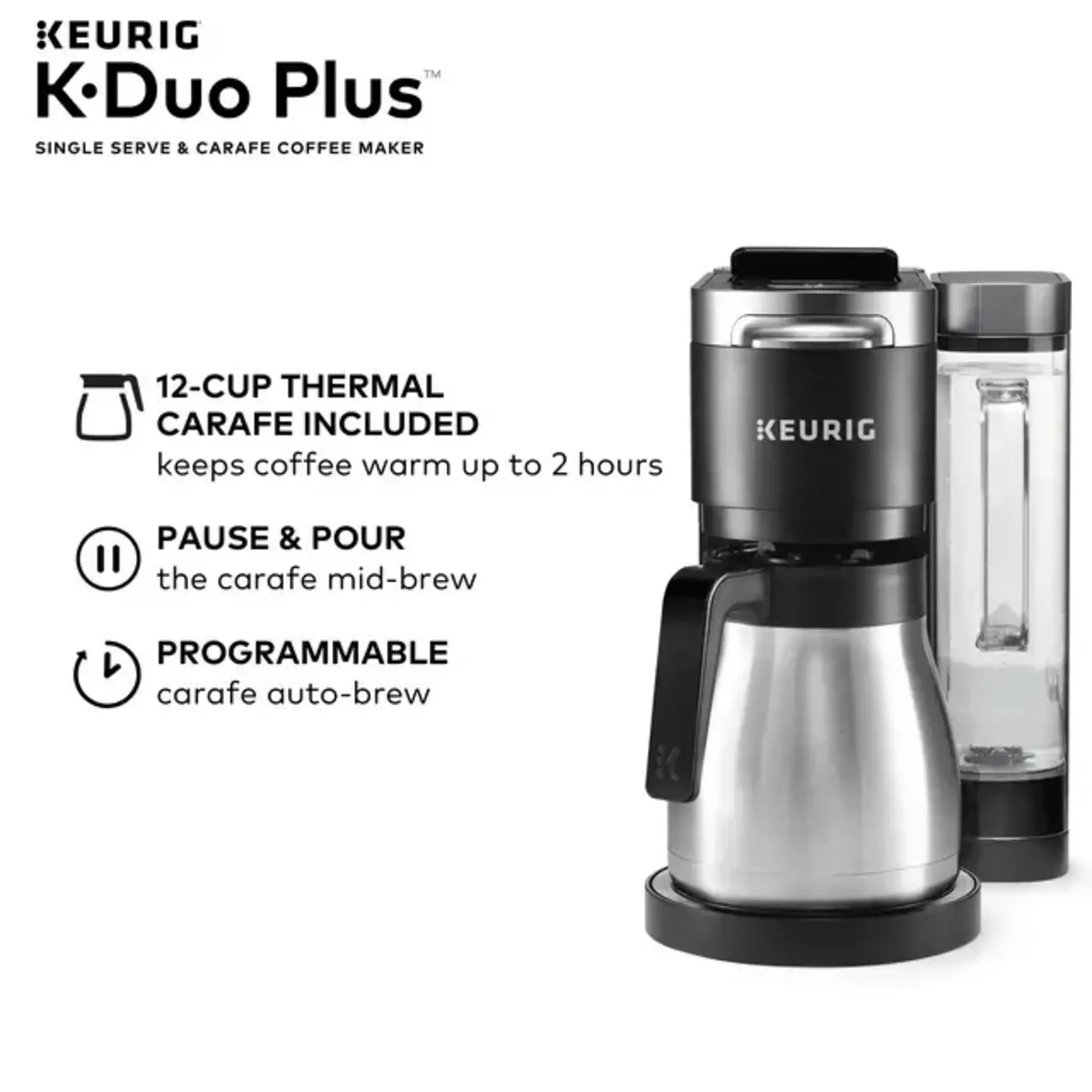 Keurig #5000204978 Keurig - K-Duo Plus 12-Cup Coffee Maker and Single Serve K-Cup Brewer - Black