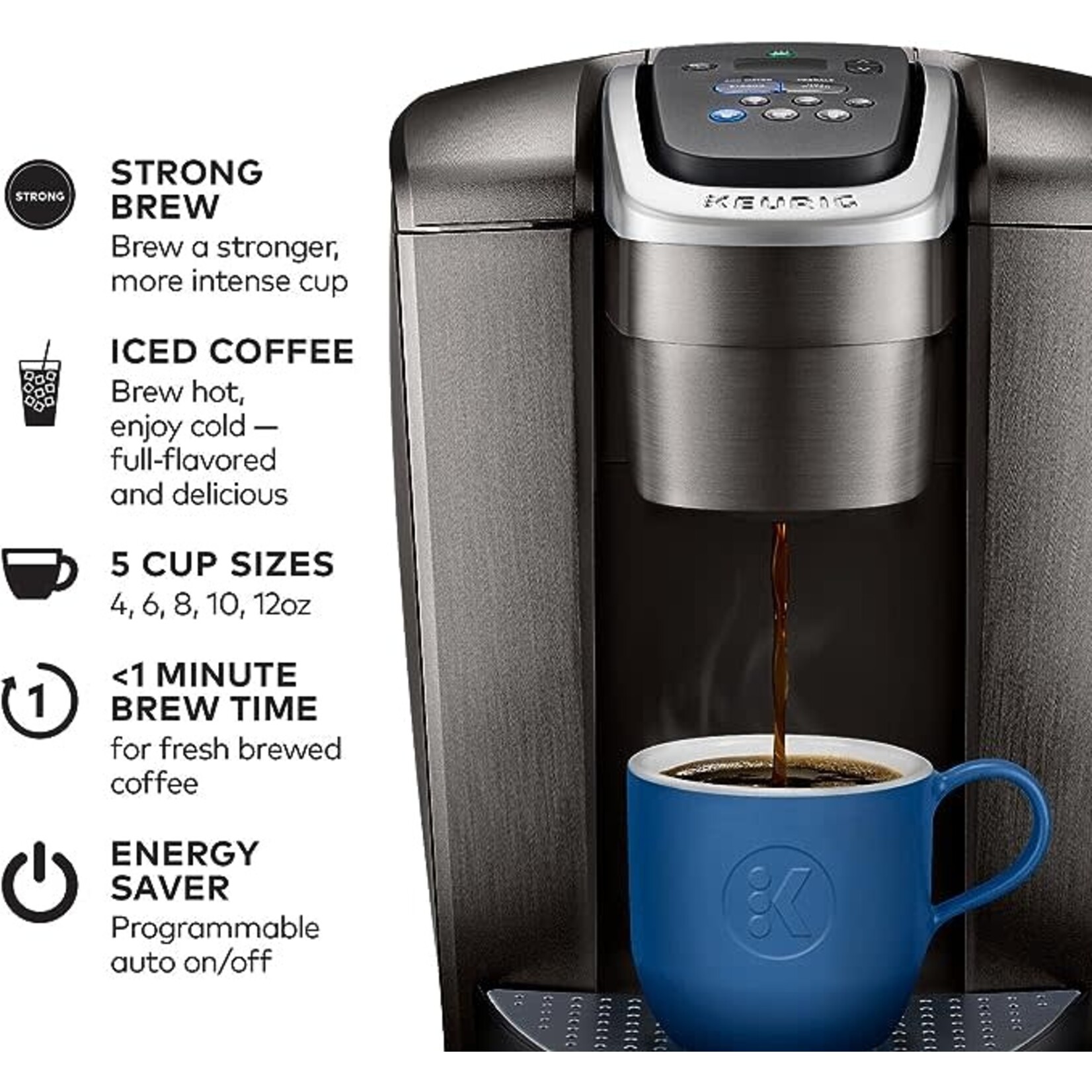 5000197492 Keurig K Elite Single Serve K Cup Pod Coffee Maker Brushed Silver Black Friday