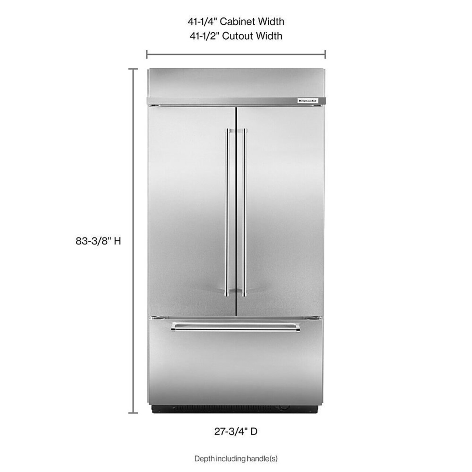 KitchenAid KBFN502ESS KAD No Frost Bottom - Built-in Refr Frez - 42" FRENCH DOOR, PLATINUM INTERIOR, STAI