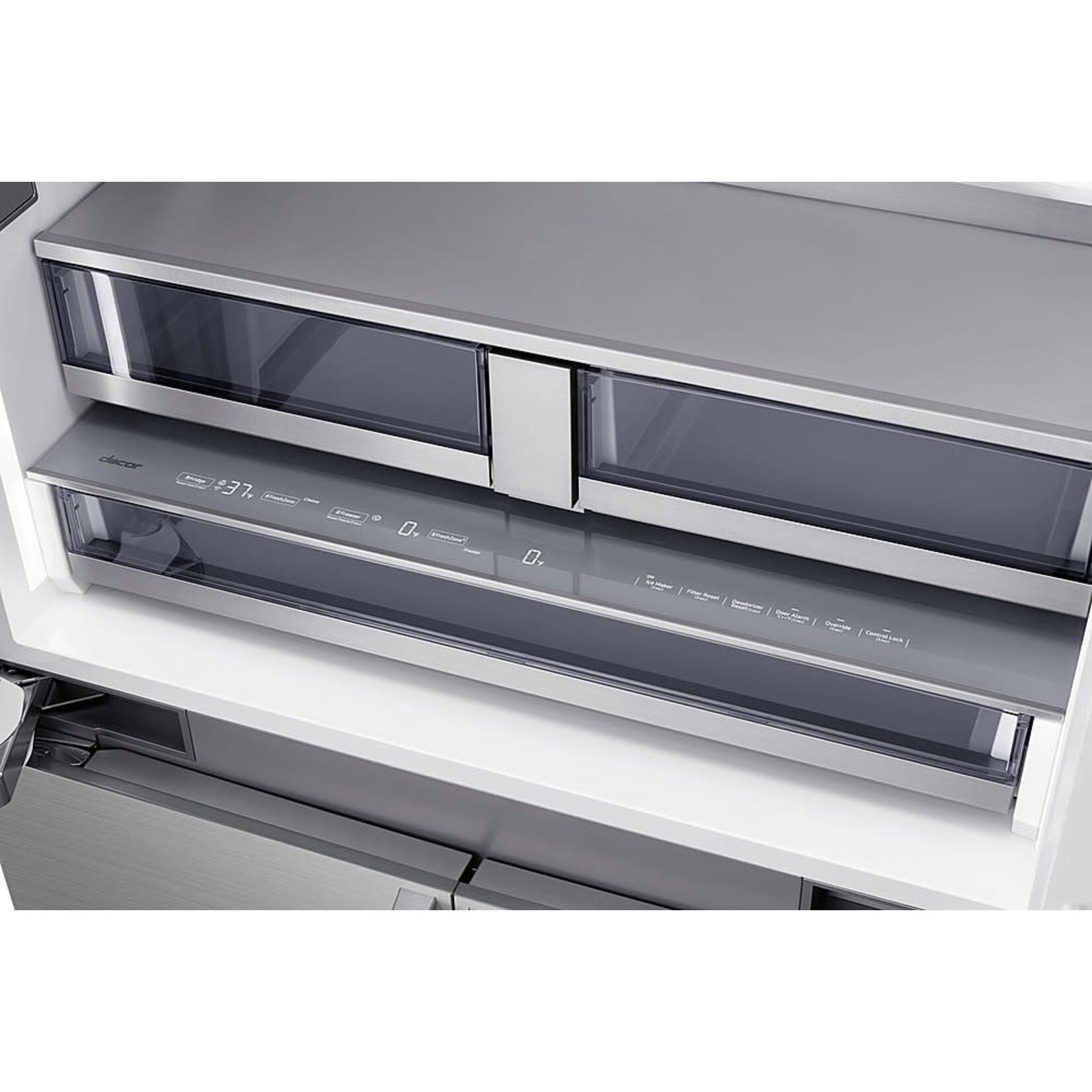 *DRF425300AP 42 Inch Panel Ready Built-In 4 Door French Door Refrigerator with 23.5 Cu. Ft. Total Capacity, Internal Water Dispenser, Ice Maker, Triple Cooling, FreshZone™ Plus Compartment, FreshZone™ Drawer, Sabbath Mode, and ENERGY STAR® Qualified