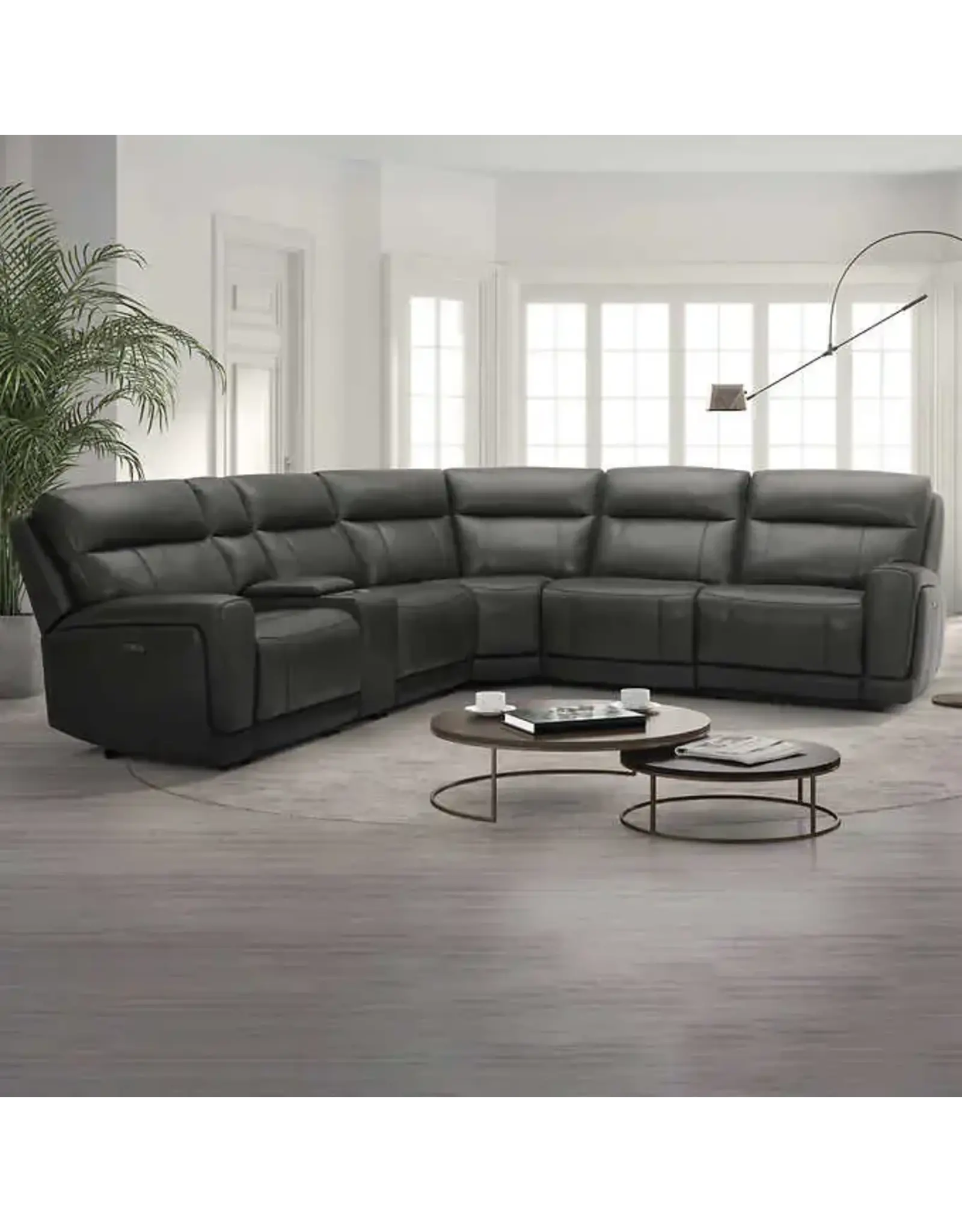 GILMAN CREEK FURNITURE 1653287 Lauretta 6-piece Leather Power Reclining Sectional with Power Headrests