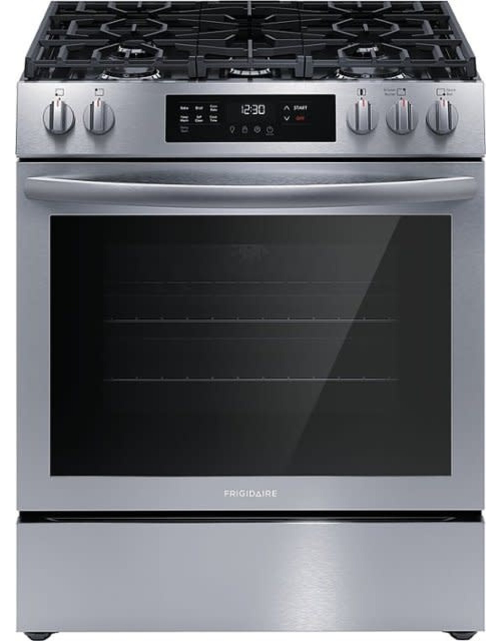 FRIGIDAIRE FCRG3083AS 30 in. 5 Burners Slide-In Front Control Self-Cleaning Gas Range with Convection in Stainless Steel