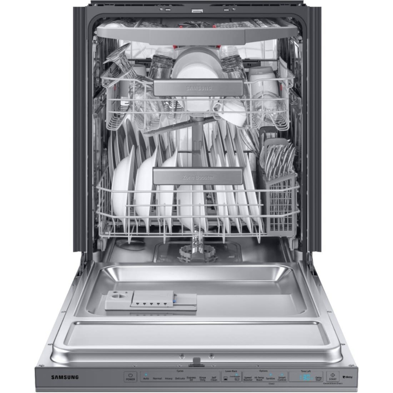 SAMSUNG #DW80R9950US  Samsung 24 in. Top Control Tall Tub Linear Wash Dishwasher in Fingerprint Resistant Stainless, 3rd Rack, AutoRelease, 39 dBA