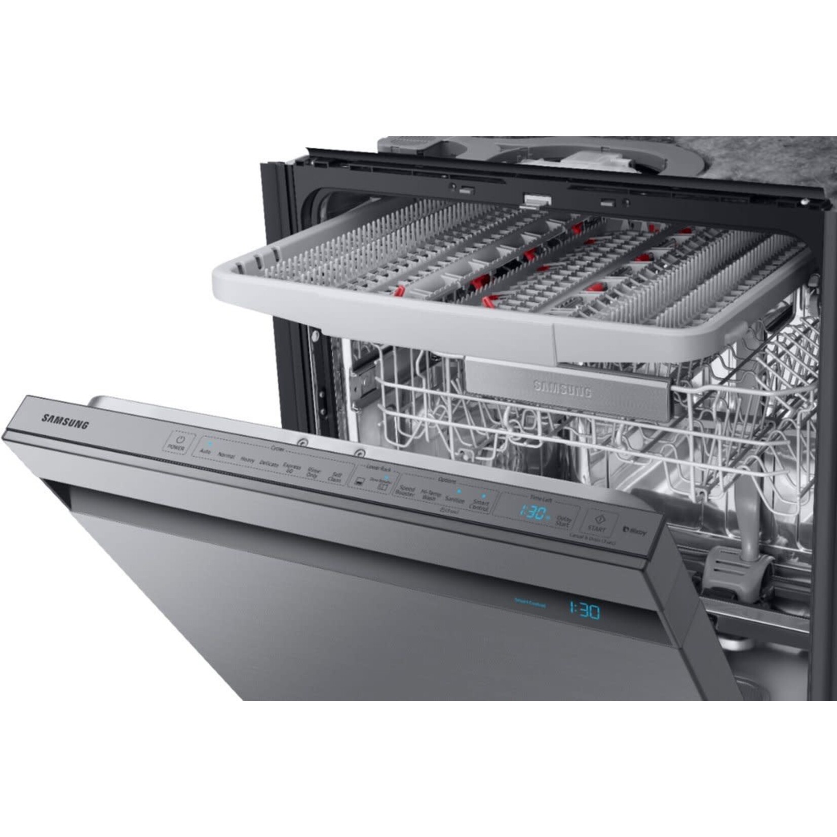 SAMSUNG DW80R9950US Samsung 24 in. Top Control Tall Tub Linear Wash Dishwasher in Fingerprint Resistant Stainless, 3rd Rack, AutoRelease, 39 dBA