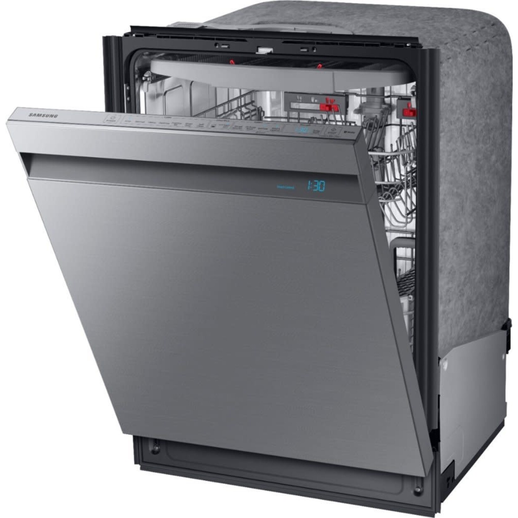 SAMSUNG DW80R9950US Samsung 24 in. Top Control Tall Tub Linear Wash Dishwasher in Fingerprint Resistant Stainless, 3rd Rack, AutoRelease, 39 dBA