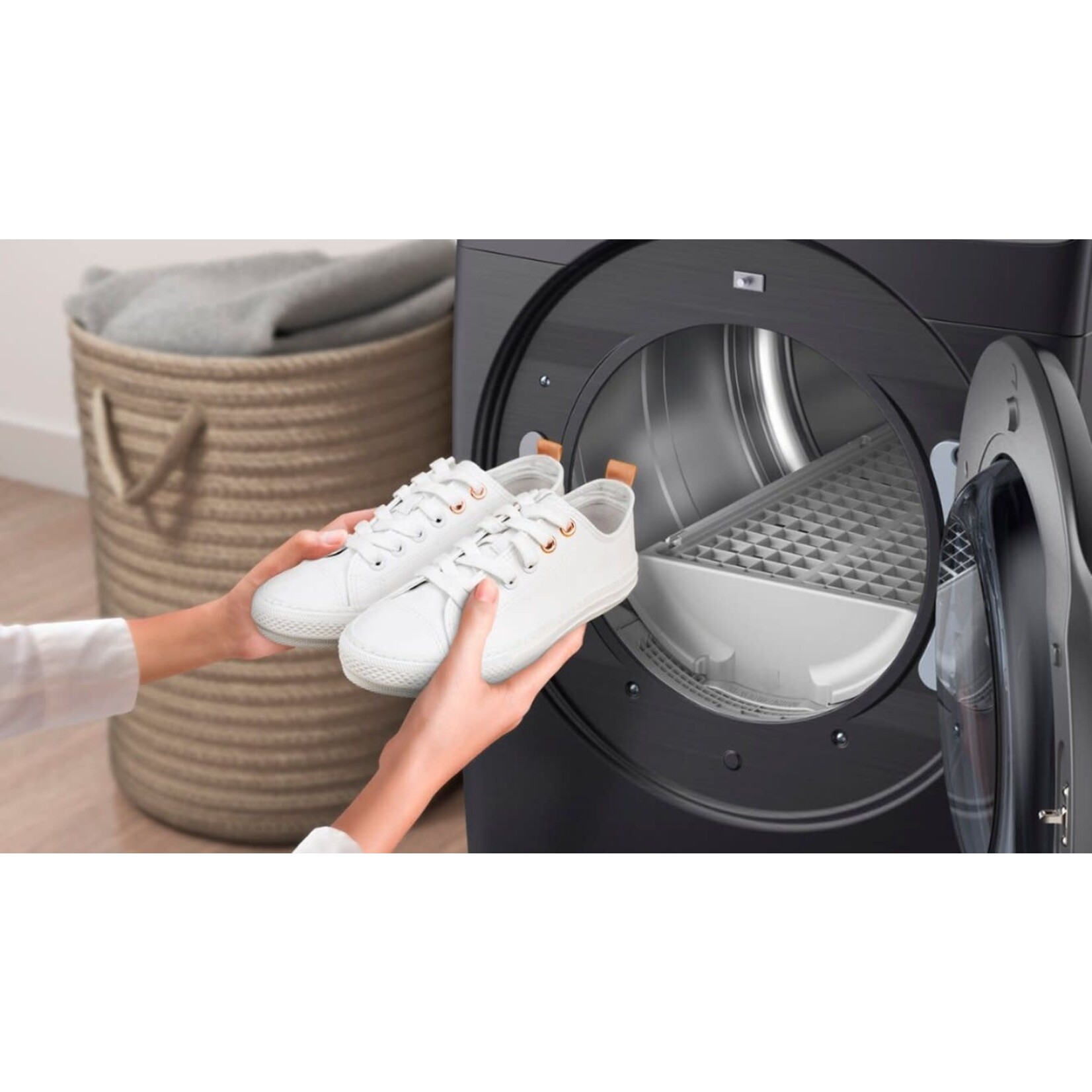 SAMSUNG DVE50R8500V Samsung 7.5 cu. ft. 240-Volt Black Stainless Steel Front Load Electric Dryer with Steam Sanitize+, ENERGY STAR
