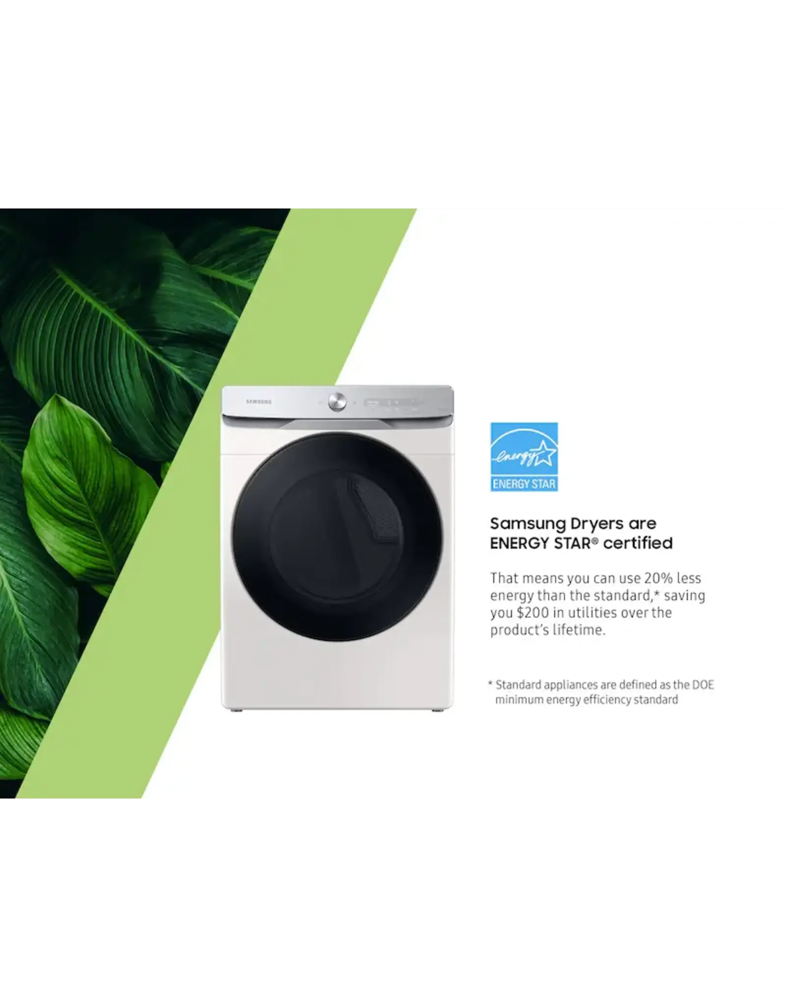 SAMSUNG DVE50A8600E 7.5 cu. ft. 240-Volt Ivory Electric Dryer with Smart Dial and Super Speed Dry, ENERGY STAR