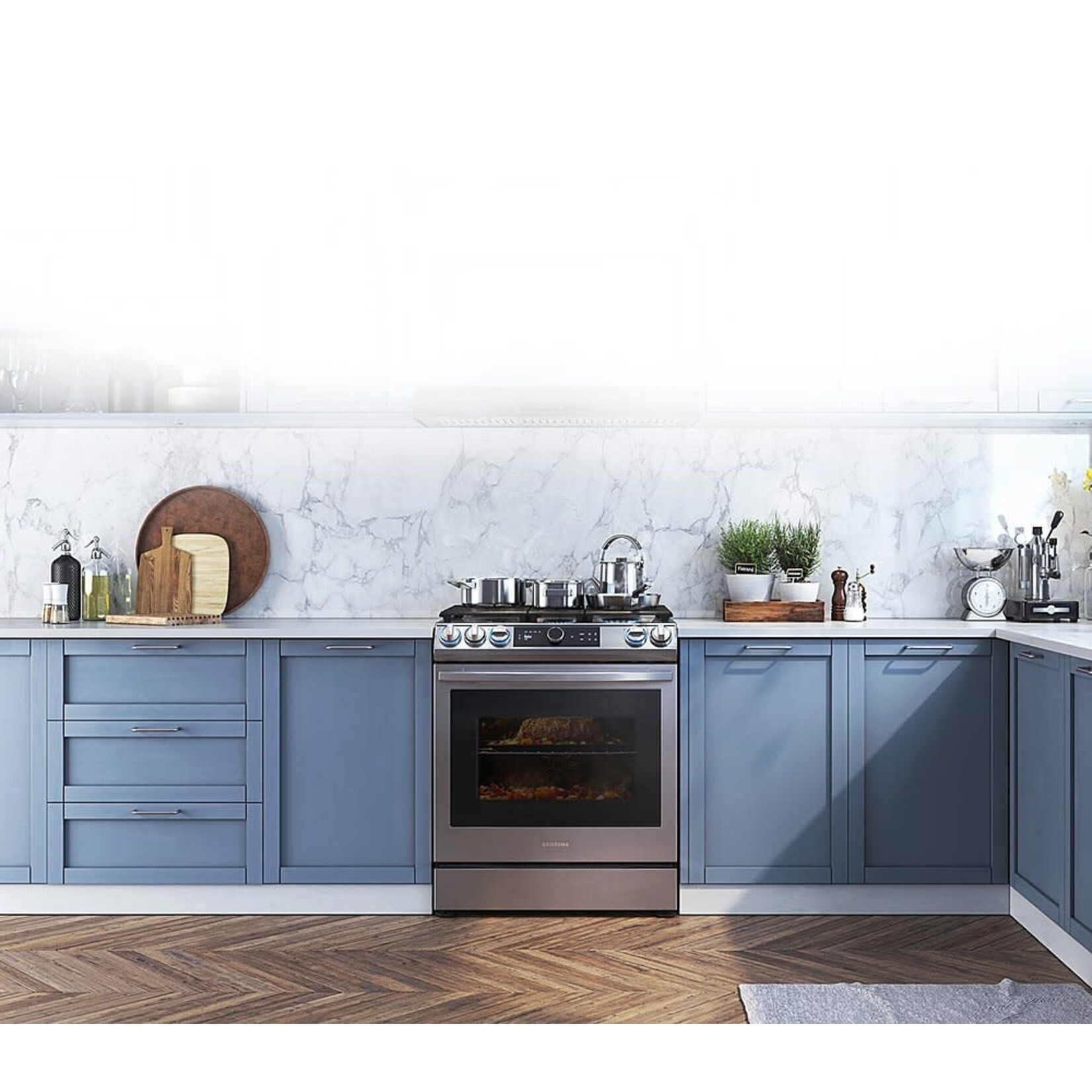 SAMSUNG NX60T8711SS 30 in. 6 cu. ft. Slide-In Gas Range with Smart Dial and Air Fry in Fingerprint Resistant Stainless Steel