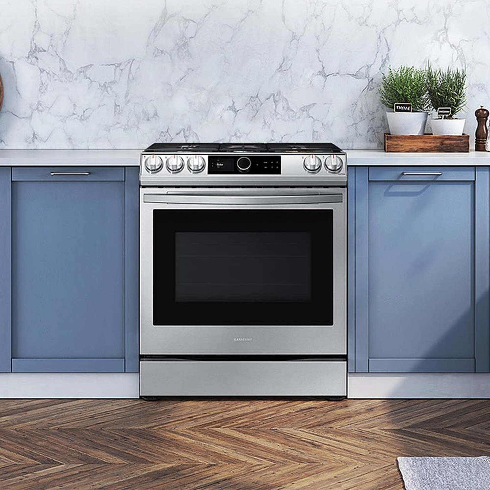 SAMSUNG NX60T8711SS 30 in. 6 cu. ft. Slide-In Gas Range with Smart Dial and Air Fry in Fingerprint Resistant Stainless Steel
