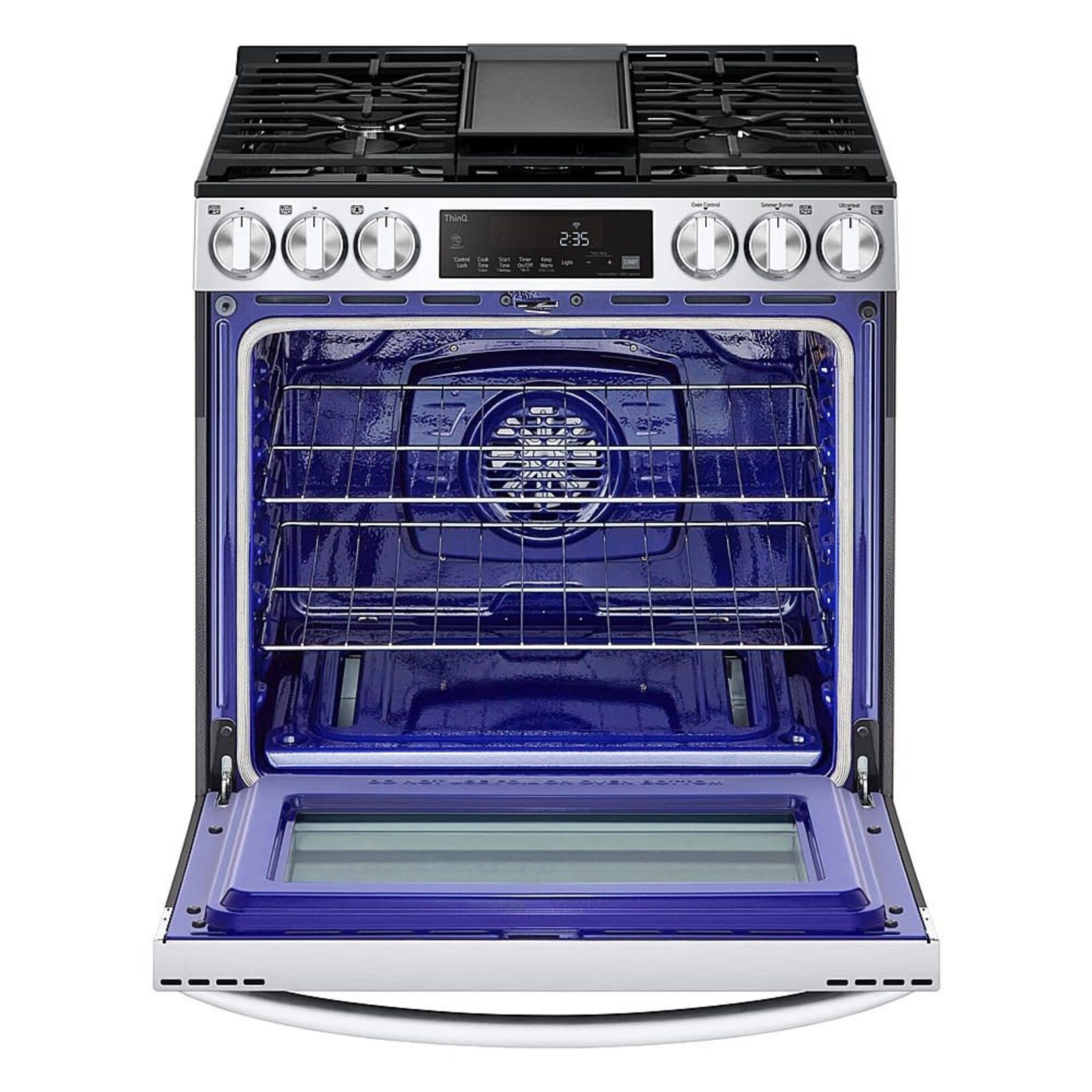 LG #LSGL5833F 30 in. 5.8 cu. ft. Slide in Smart Gas Range with 5 Burners in PrintProof Stainless Steel