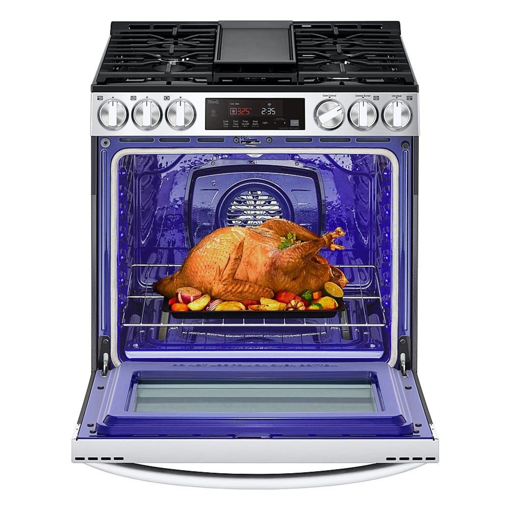 LG #LSGL5833F 30 in. 5.8 cu. ft. Slide in Smart Gas Range with 5 Burners in PrintProof Stainless Steel