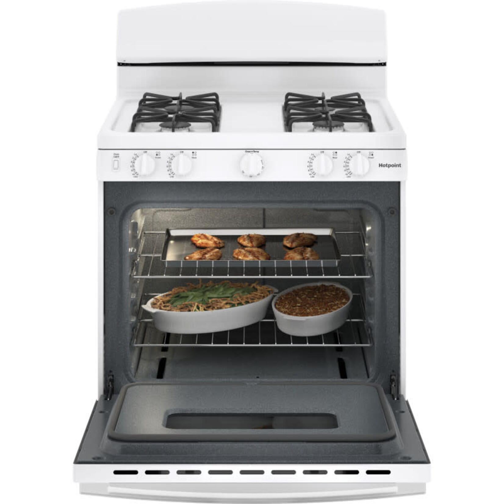 GE *RGBS330DRWW Hotpoint 30-in 4 Burners 4.8-cu ft Freestanding Natural Gas Range (White)