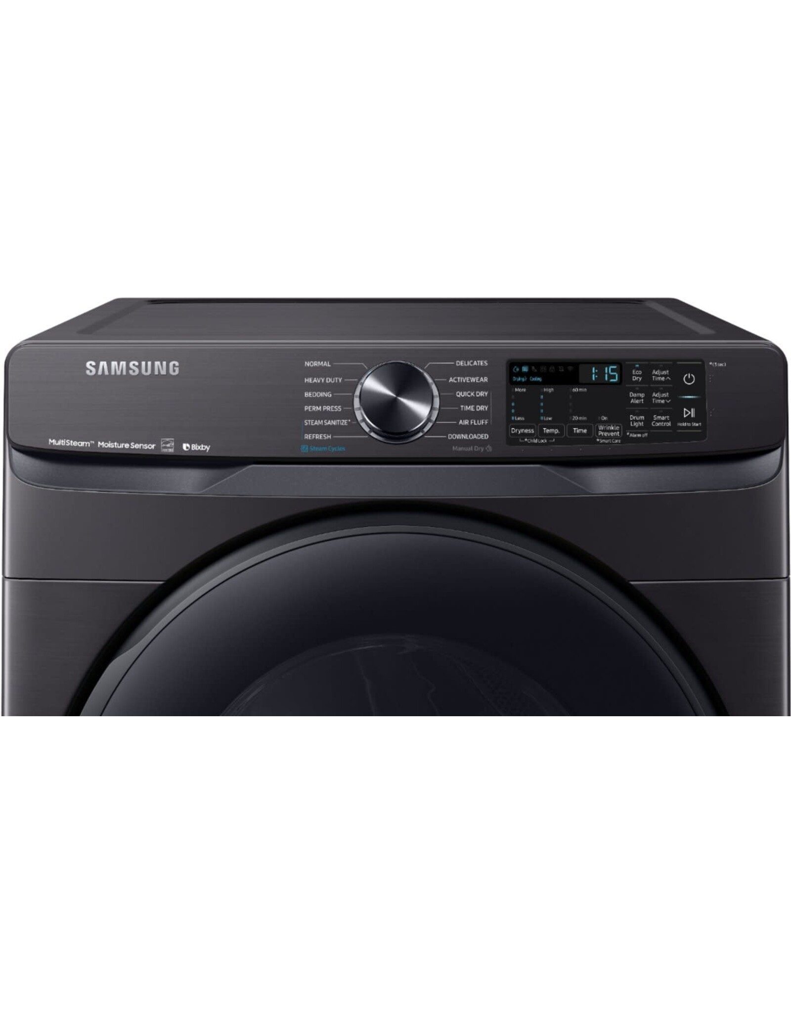 SAMSUNG DVG50R8500V Samsung 7.5 cu. ft. 120-Volt Black Stainless Steel Front Load Gas Dryer with Steam Sanitize+ (Pedestals Sold Separately)