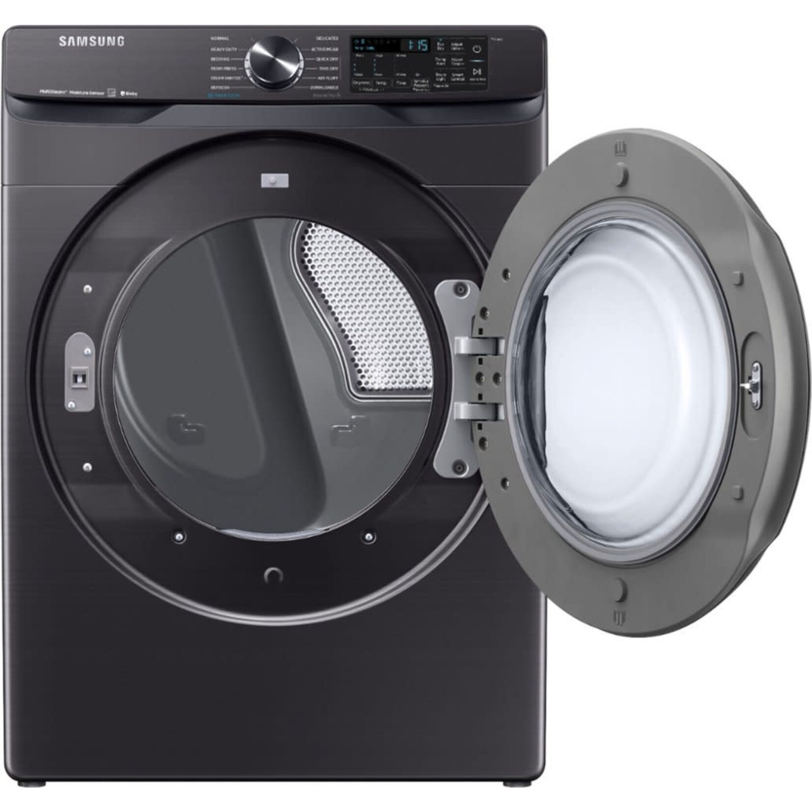 SAMSUNG DVG50R8500V Samsung 7.5 cu. ft. 120-Volt Black Stainless Steel Front Load Gas Dryer with Steam Sanitize+ (Pedestals Sold Separately)
