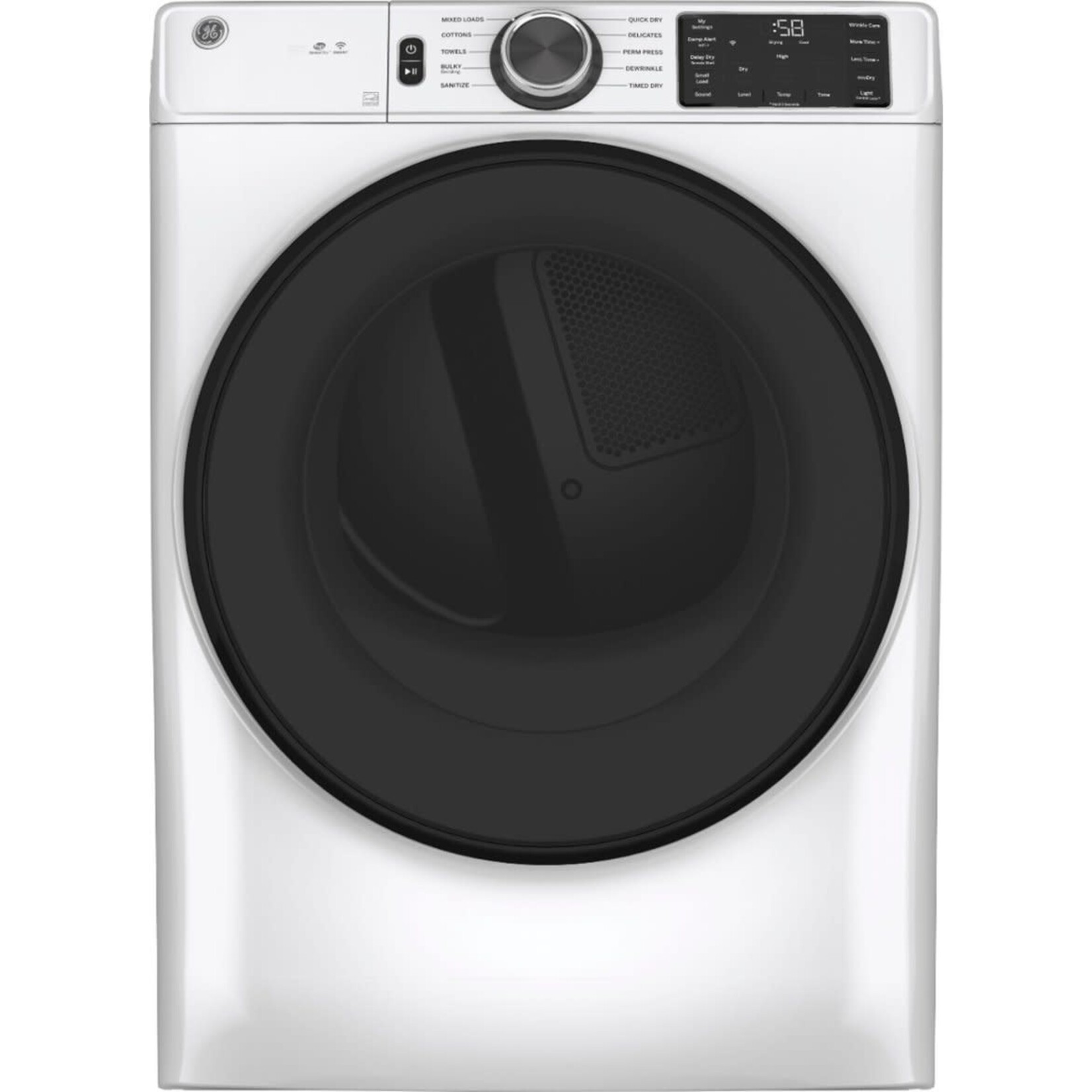 GE GE 7.8 cu. ft. Smart 120-Volt White Stackable Gas Vented Dryer with Sanitize Cycle, ENERGY STAR