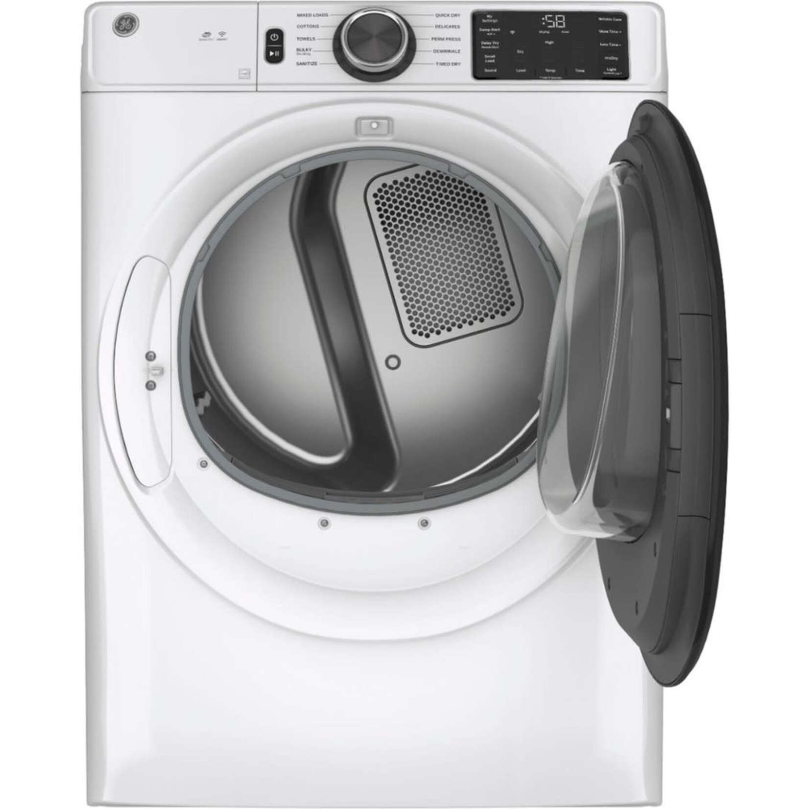 GE GE 7.8 cu. ft. Smart 120-Volt White Stackable Gas Vented Dryer with Sanitize Cycle, ENERGY STAR