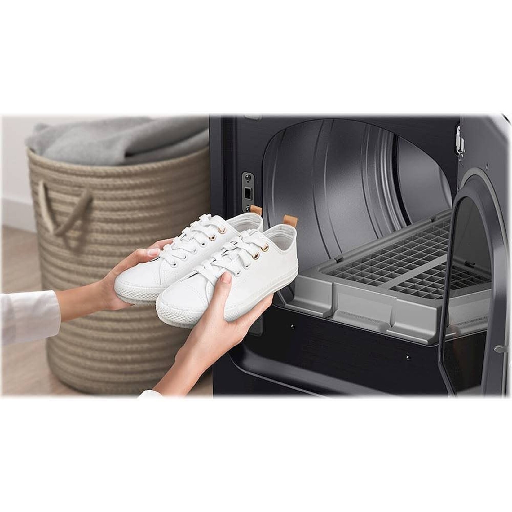 SAMSUNG #DVG54R7600V Samsung 7.4 cu. ft. 120-Volt Black Stainless Steel Gas Dryer with Steam Sanitize+