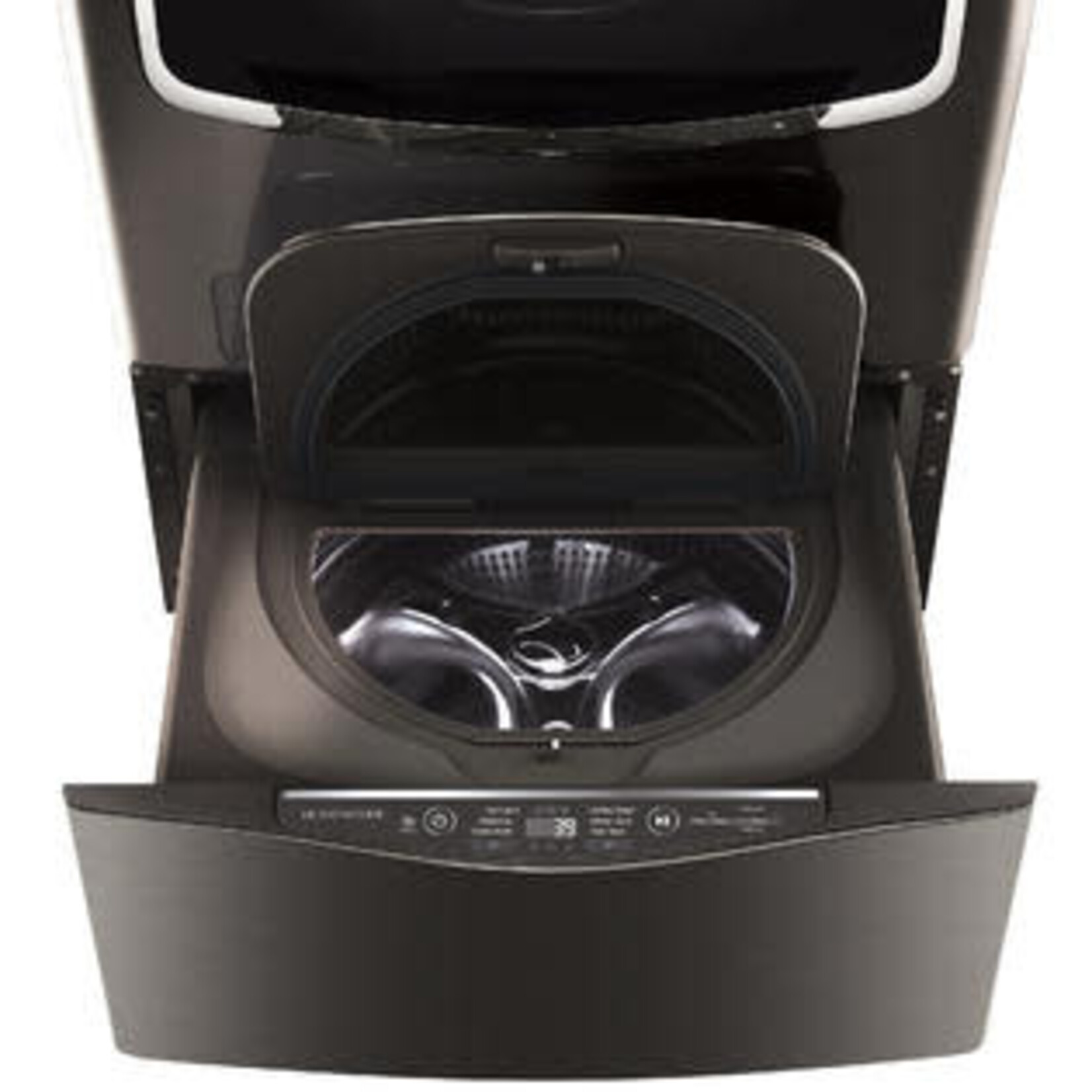 #*WD205CK L.G SIGNATURE 29 in. 1.0 cu. ft. SideKick Pedestal Washer with TWIN Wash System Compatibility Black Stainless Steel