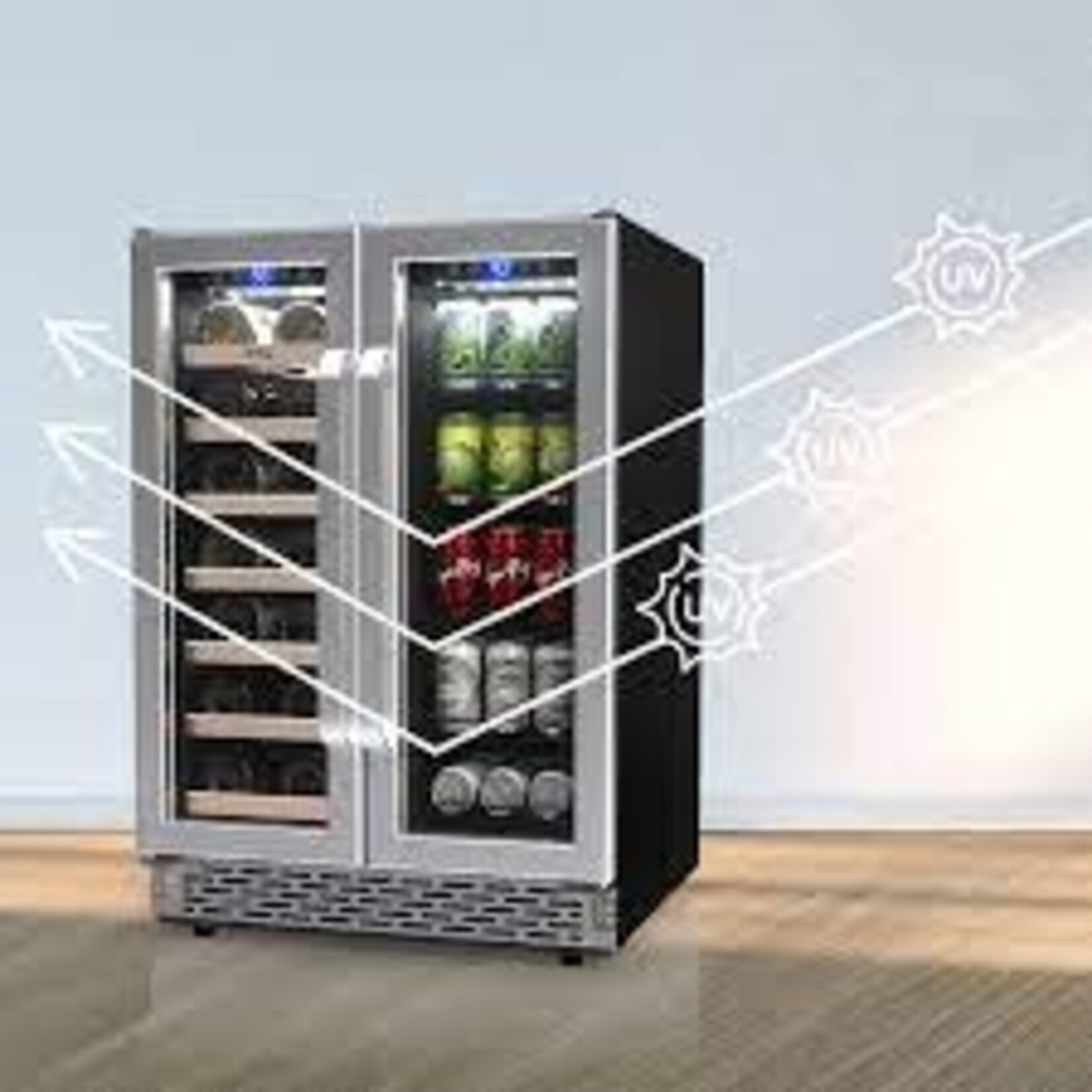 #*B422D TCL 23.4-in W 20-Bottles Stainless Steel Dual Zone Cooling Built-In /freestanding Indoor Wine Cooler
