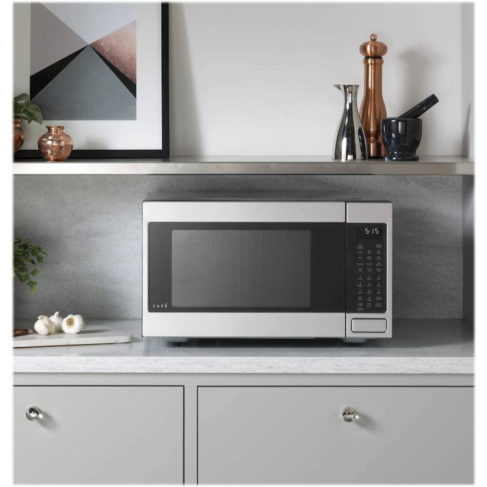 Café Appliances #Cafe Scan-to-Cook 1.5-cu ft 1000-Watt Sensor Cooking Controls Countertop Convection Microwave (Stainless Steel)