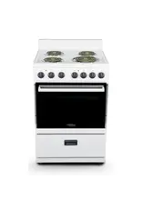 PREMIUM LEVELLA PRE2425GW -24 in. 2.7 cu. ft. Single Oven Electric Range with 4 Burners and Storage Drawer in White