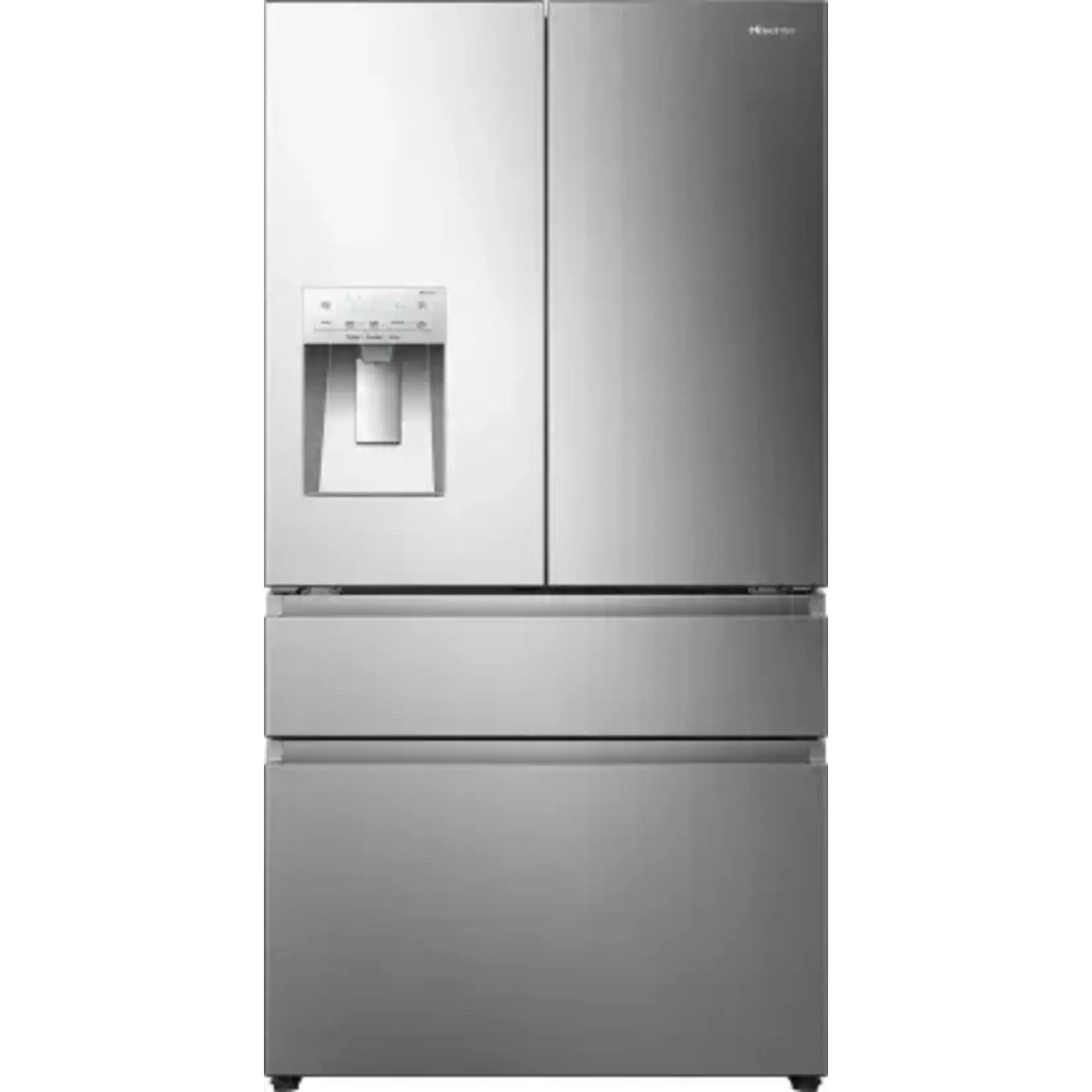 Hisense #HRM260N6TSE Hisense PureFlat 25.6-cu ft 4-Door Smart French Door Refrigerator with Ice Maker, Water and Ice Dispenser (Stainless Steel) ENERGY STAR Item #5475469 |  Model #HRM260N6TSE