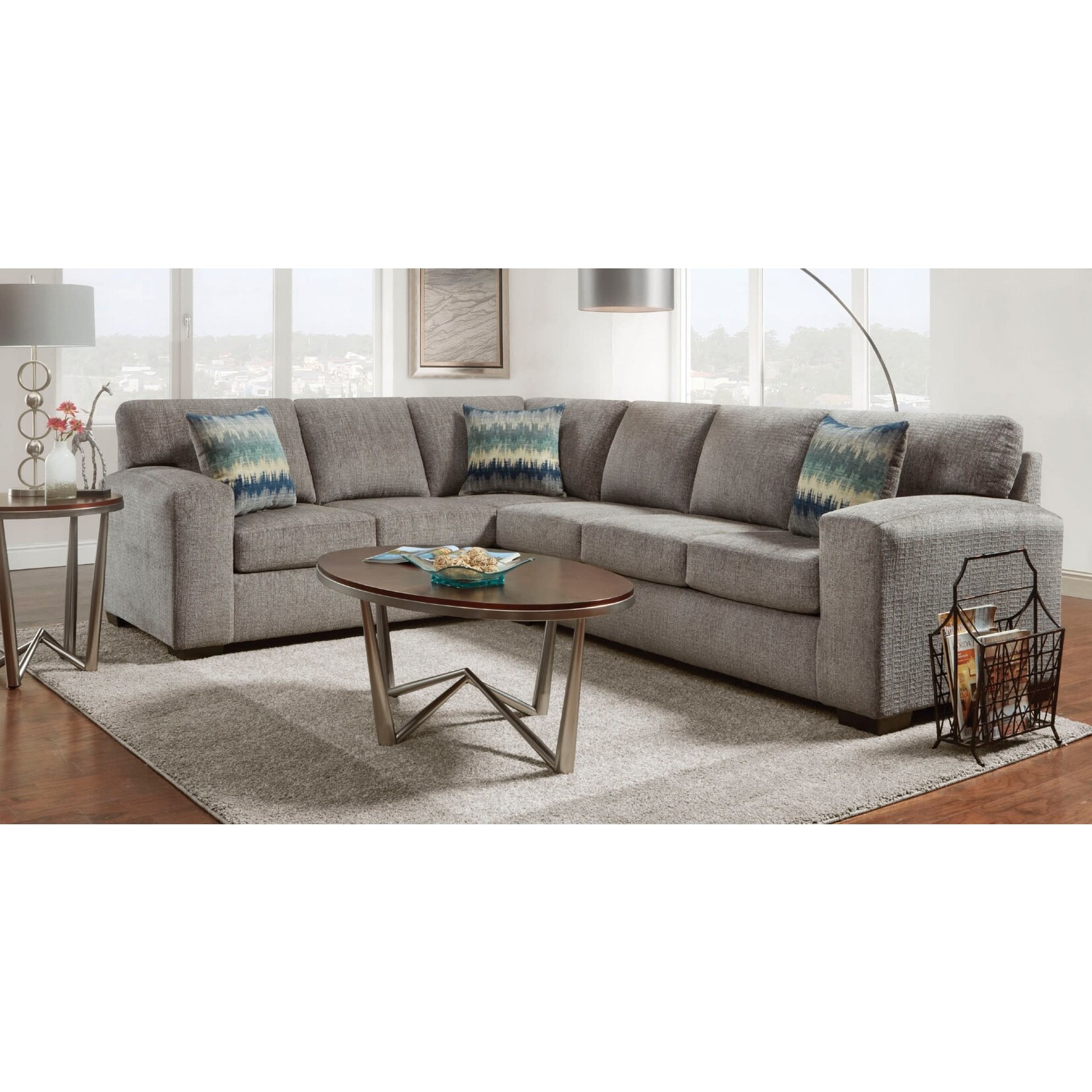 Nationwide Furniture Distributors #U311 - NATIONWIDE CONTEMPORARY TWO- PIECE SECTIONAL IN A GRAY TEXTURED FABRIC