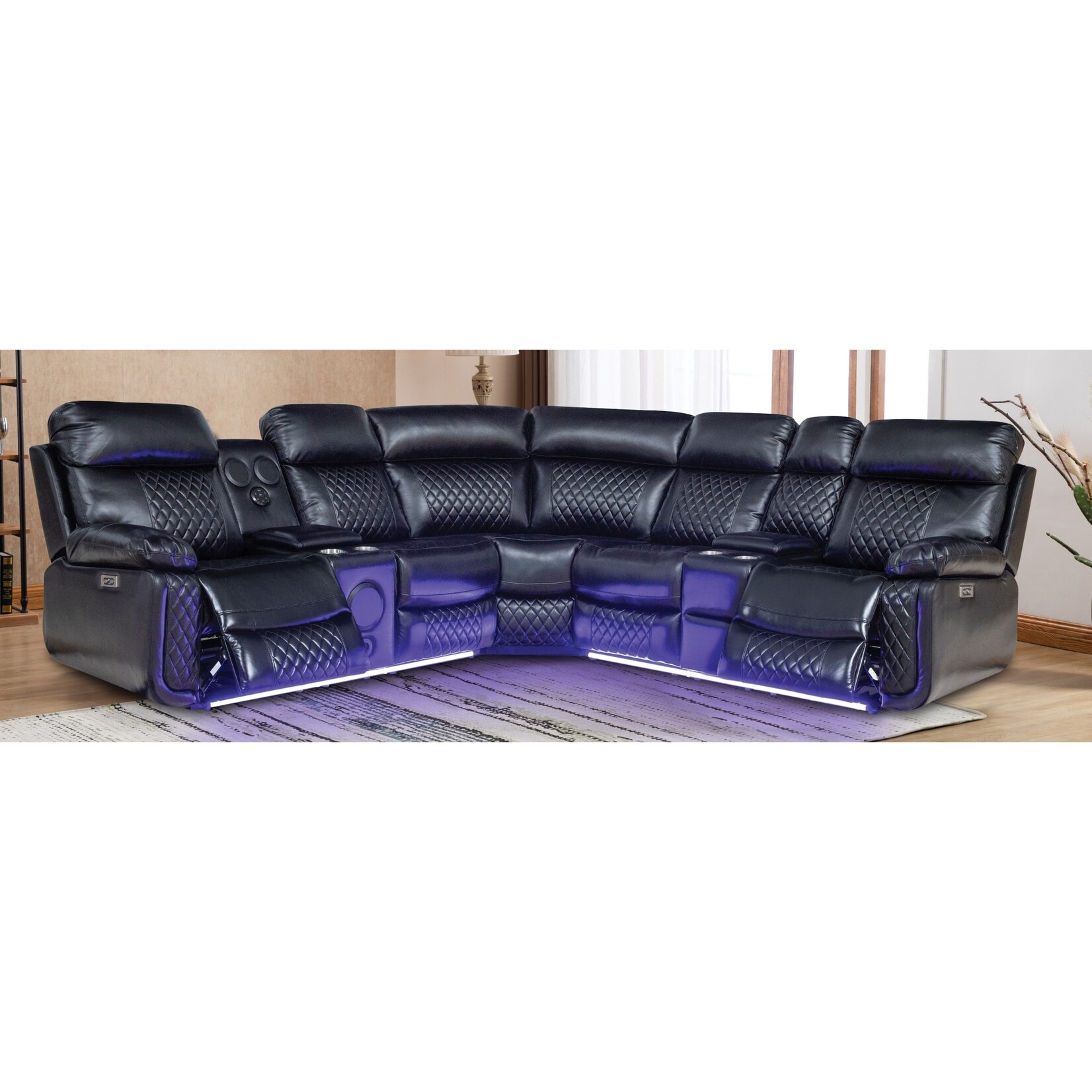 Nationwide Furniture Distributors *U35 - Modern Style 3 Pc Power Motion Sectional in Black