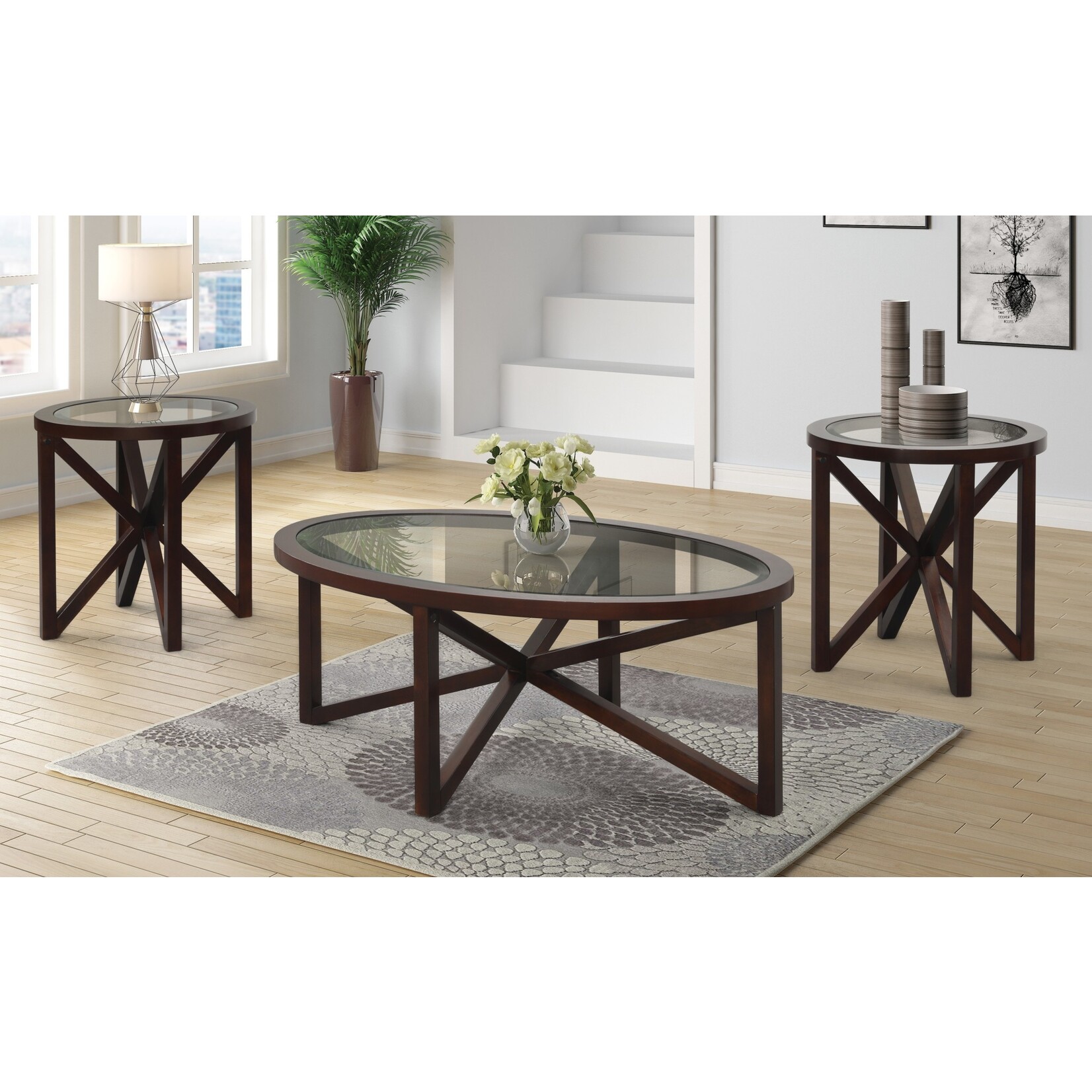 Nationwide Furniture Distributors T350-3 NATIONWIDE Contemporary Coffee Table Set