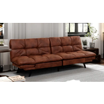 #*210125X27097 - Chocolate DYONERY Leather Folding Sleeper Sofa Bed Convertible with Adjustable Backrest