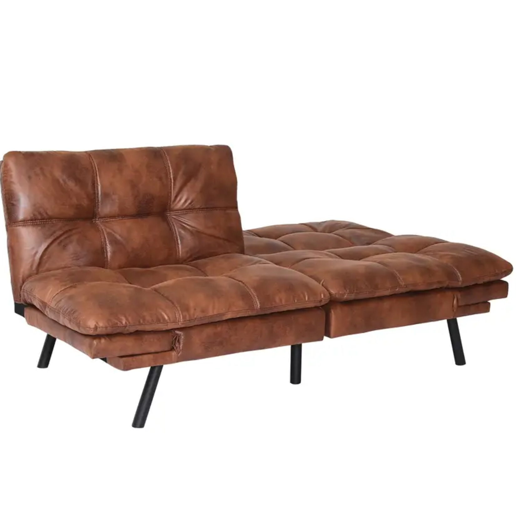 Chocolate DYONERY Leather Folding Sleeper Sofa Bed Convertible with Adjustable Backrest