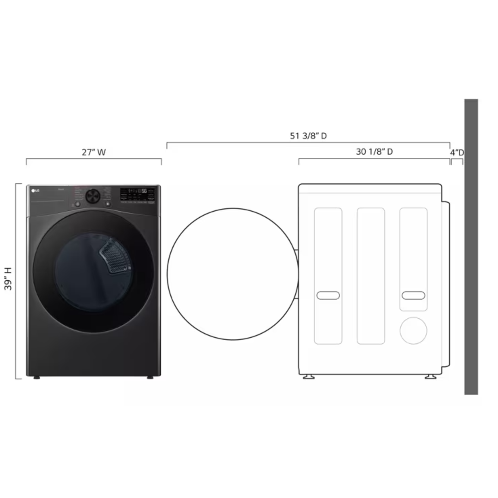 LG #DLEX4080B 7.4 cu. ft. Smart Front Load Energy Star Electric Dryer with Sensor Dry & Steam Technology