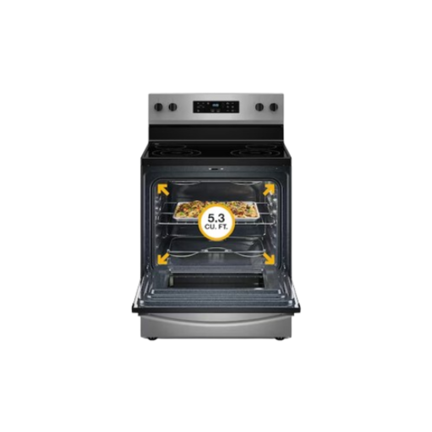 Whirlpool #*WFES3330RZ Whirlpool 30-in Glass Top 5 Burners 5.3-cu ft Steam Cleaning Freestanding Electric Range (Fingerprint Resistant Stainless Steel)