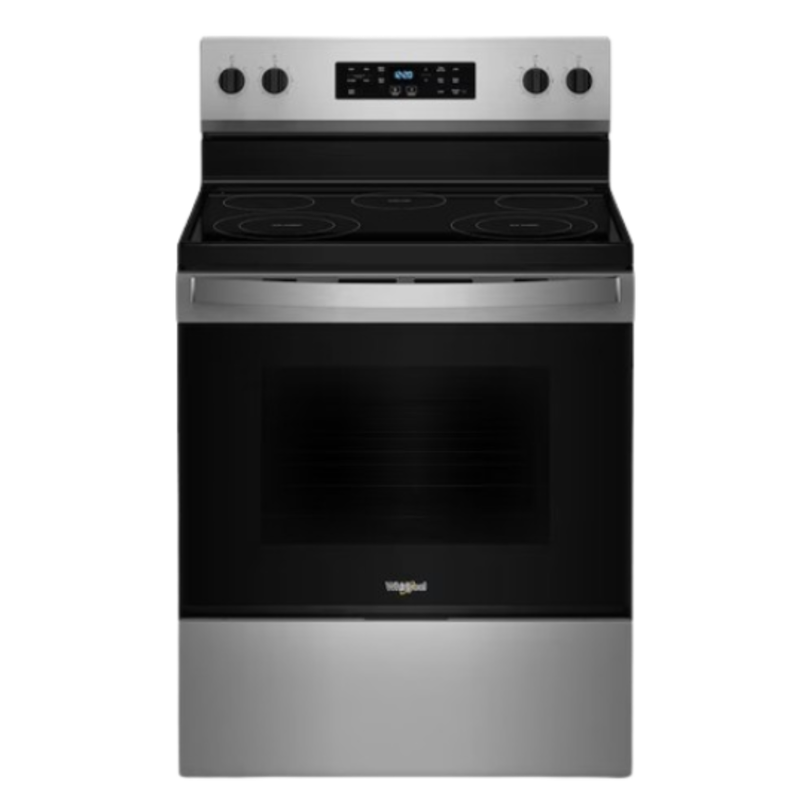 Whirlpool #*WFES3330RZ Whirlpool 30-in Glass Top 5 Burners 5.3-cu ft Steam Cleaning Freestanding Electric Range (Fingerprint Resistant Stainless Steel)