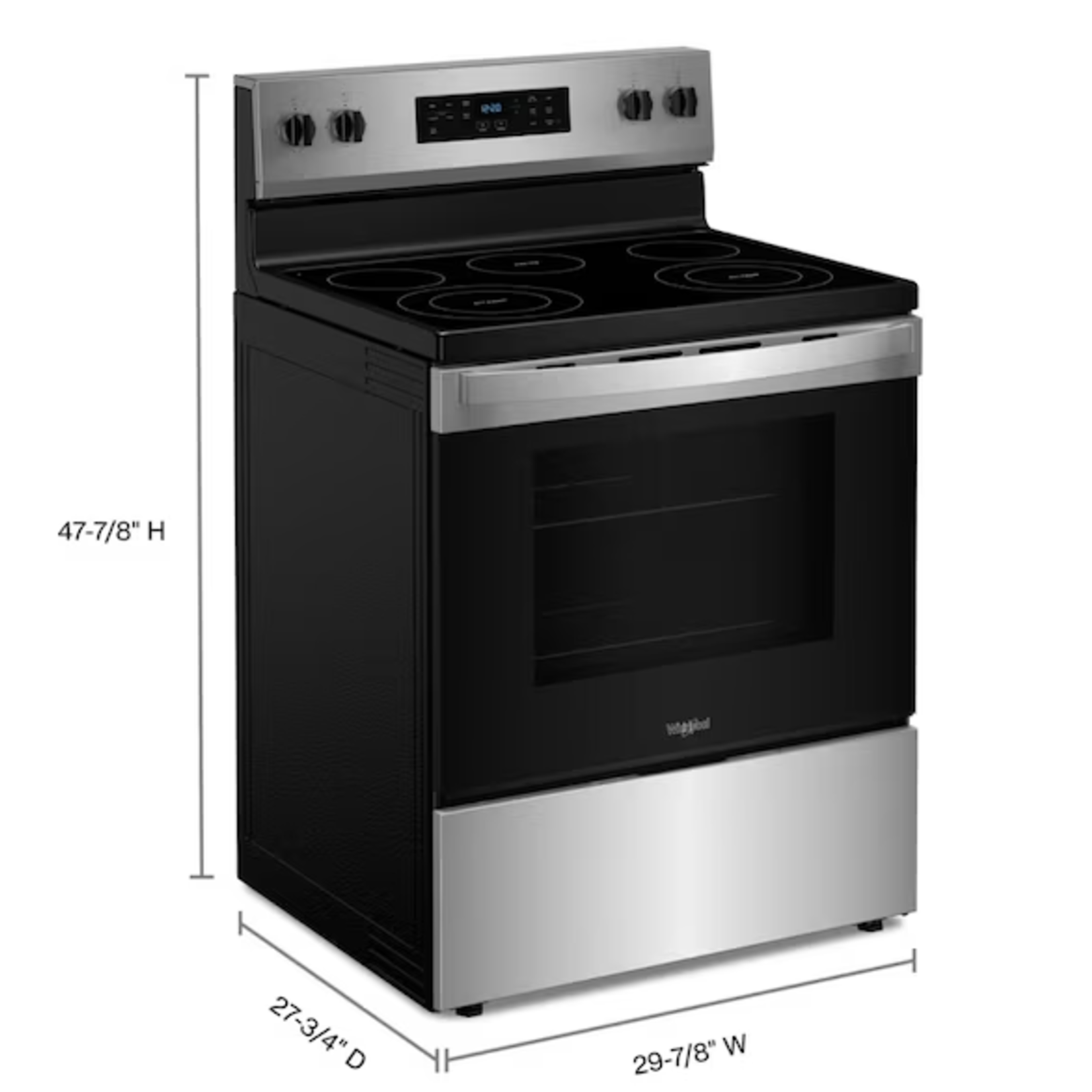 Whirlpool #*WFES3330RZ Whirlpool 30-in Glass Top 5 Burners 5.3-cu ft Steam Cleaning Freestanding Electric Range (Fingerprint Resistant Stainless Steel)