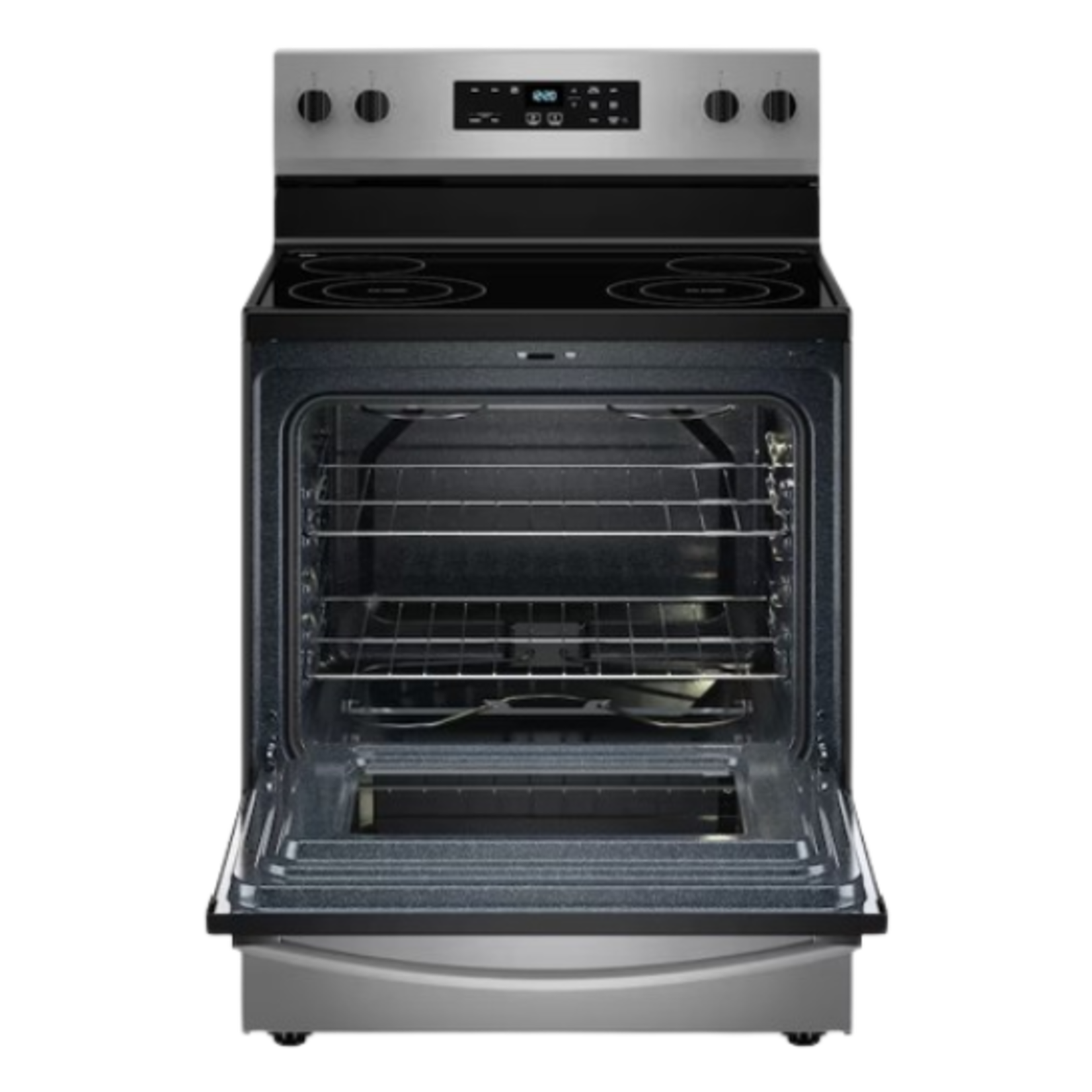 Whirlpool #WFES3030RS Whirlpool 30-in Glass Top 4 Burners 5.3-cu ft Freestanding Electric Range (Stainless Steel)